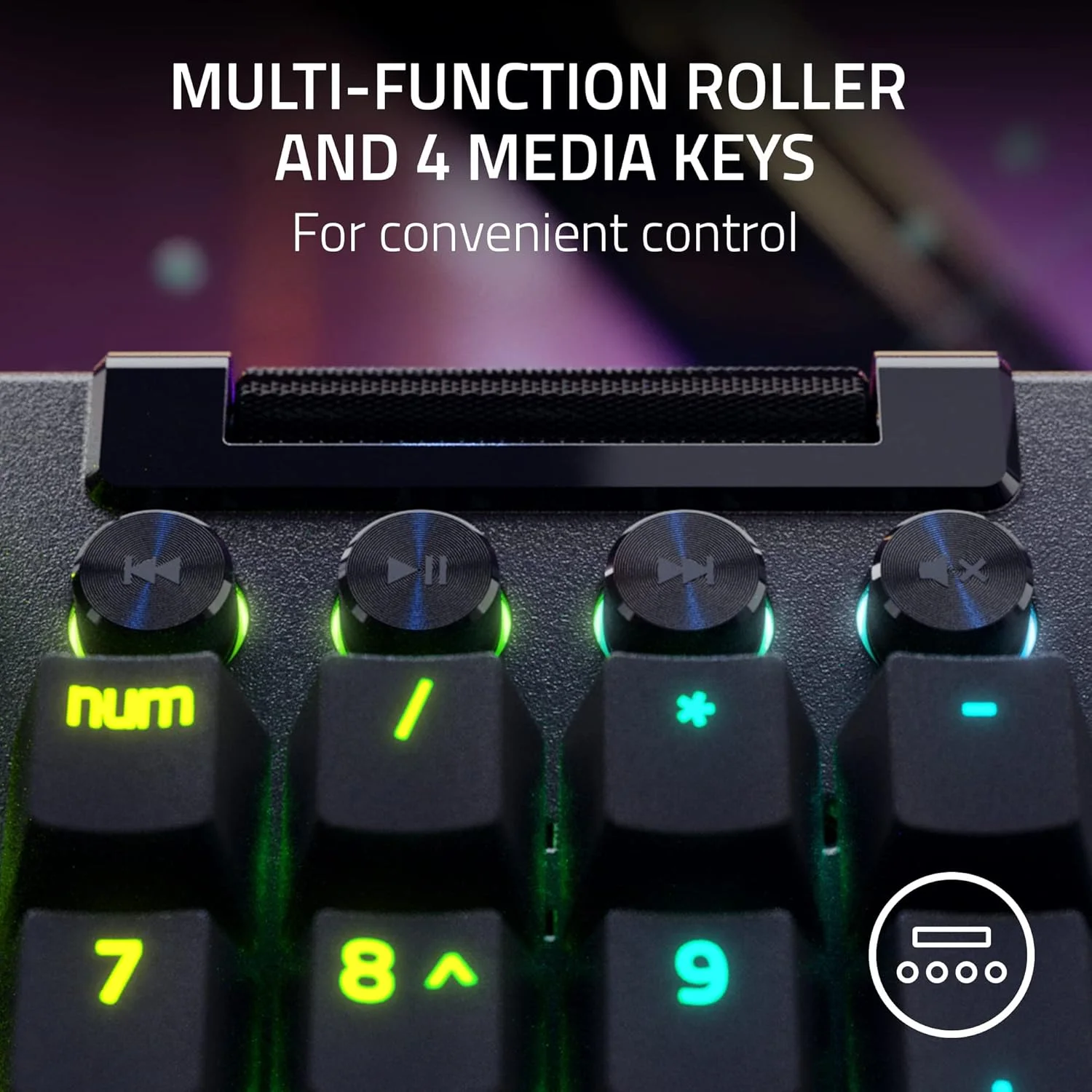 کیبورد گیمینگ مکانیکی سیم دار Razer BlackWidow V4 Pro: سوییچ های مکانیکی زرد - خطی و بی صدا - کلیدهای ABS دوتایی - دکمه چرخشی - ماکروهای قابل برنامه ریزی - Chroma RGB - استراحتگاه مچی مغناطیسی