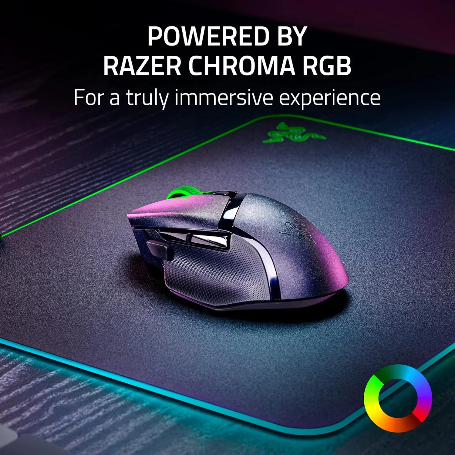 موس گیمینگ بی‌سیم قابل تنظیم Razer Basilisk V3 X HyperSpeed: سوییچ‌های مکانیکی نسل 2 - حسگر اپتیکال پیشرفته 18K - Chroma RGB - 9 کنترل قابل برنامه‌ریزی - باتری 535 ساعته - مشکی کلاسیک