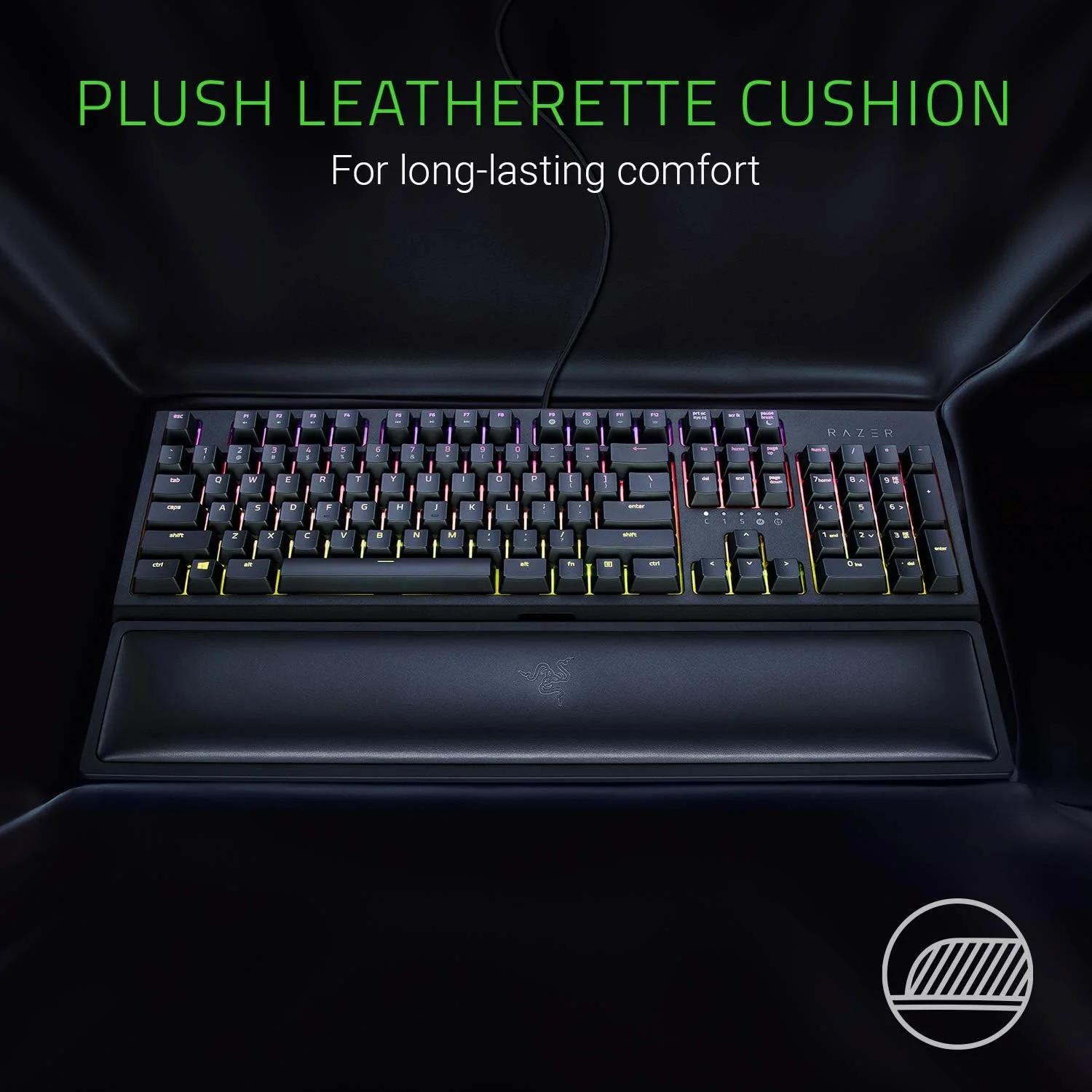 تکیه گاه مچی ارگونومیک استاندارد Razer، سایز کامل، چرم مصنوعی نرم
