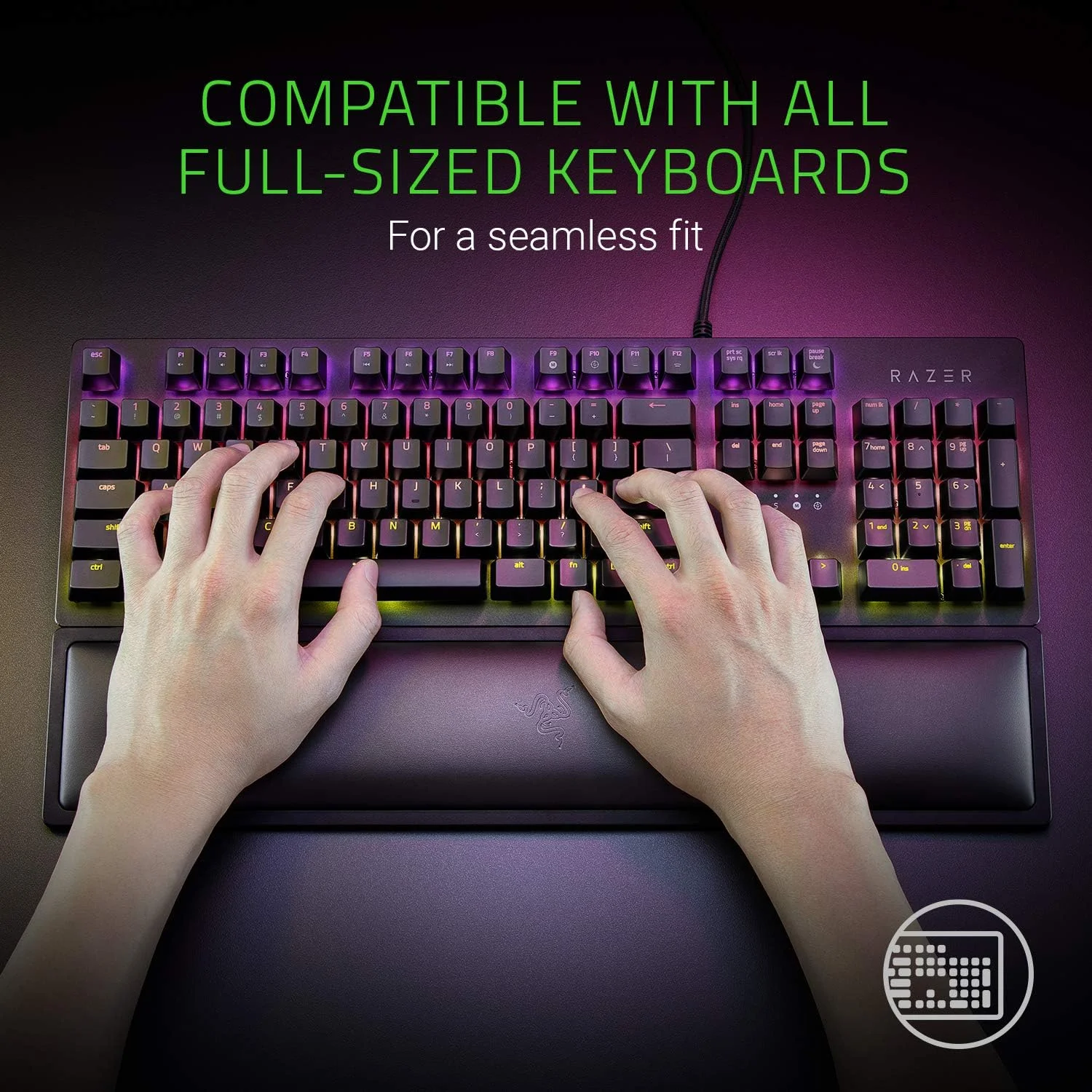 تکیه گاه مچی ارگونومیک استاندارد Razer، سایز کامل، چرم مصنوعی نرم