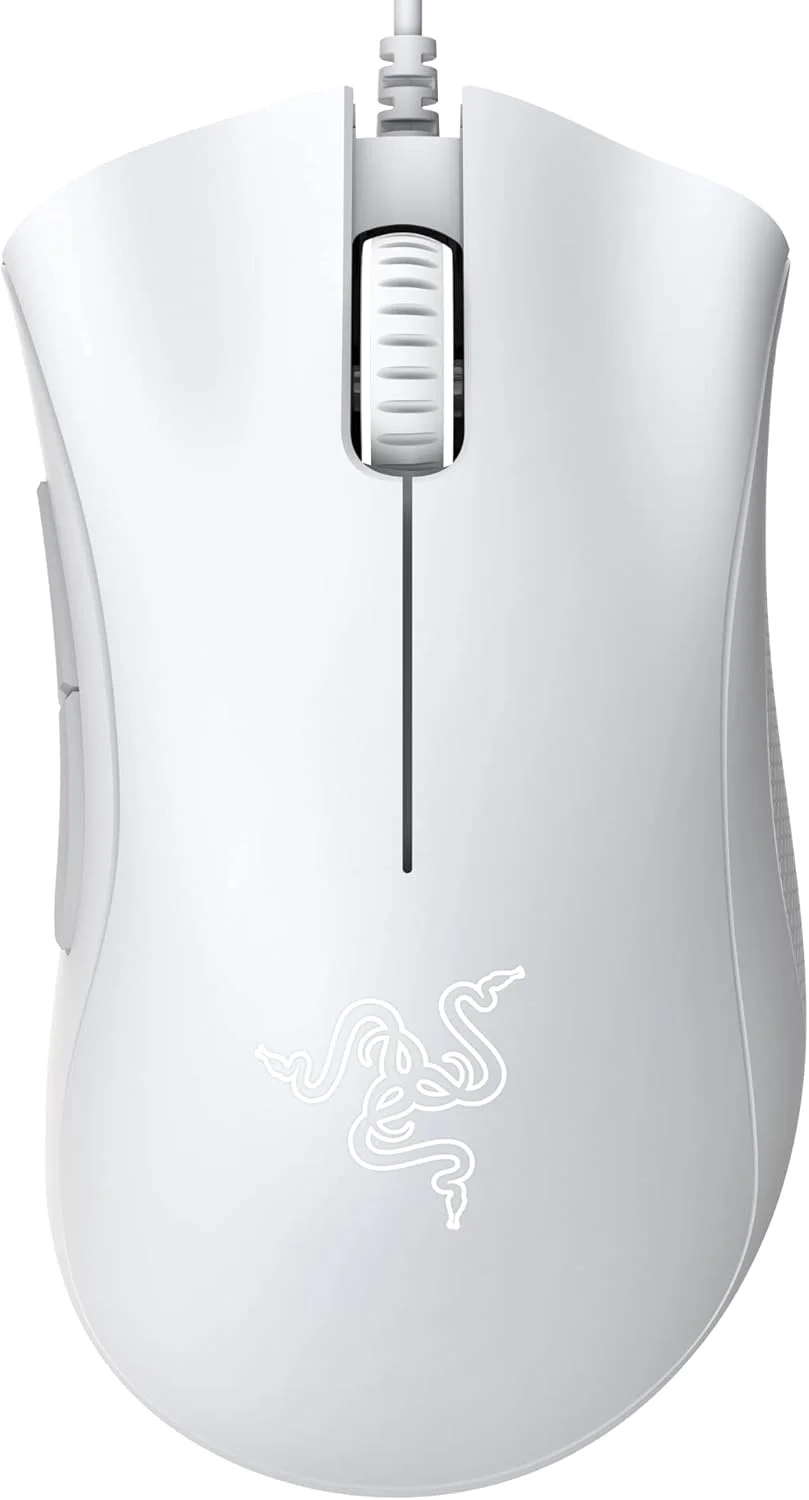 موس گیمینگ Razer DeathAdder Essential: سنسور اپتیکال 6400 DPI - 5 دکمه قابل برنامه ریزی - سوییچ های مکانیکی - گریپ های جانبی لاستیکی - سفید جیوه ای