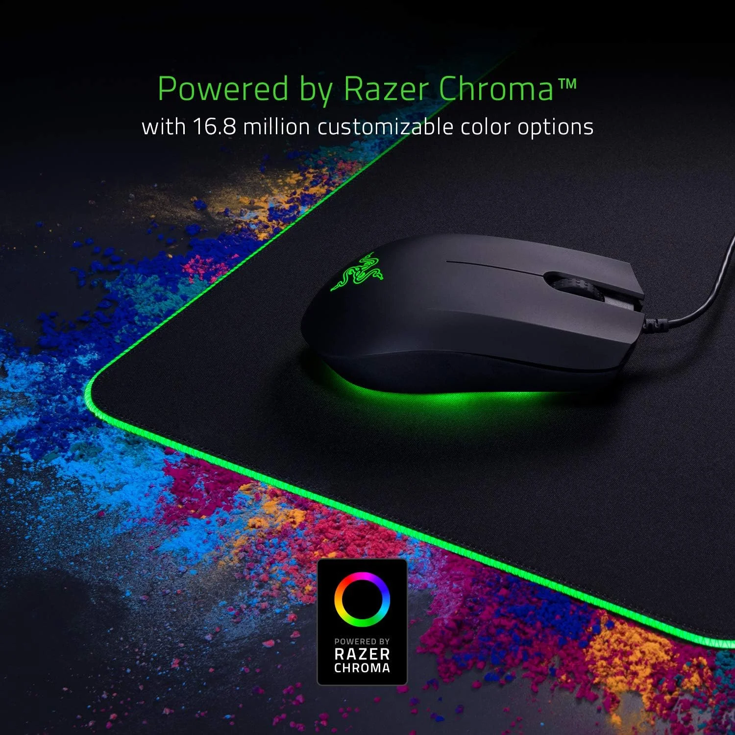 ماوس پد گیمینگ Razer Goliathus Extended Chroma: نورپردازی RGB قابل تنظیم - جنس نرم و پارچه ای، کنترل و سرعت متعادل، پایه لاستیکی ضد لغزش، مشکی کلاسیک