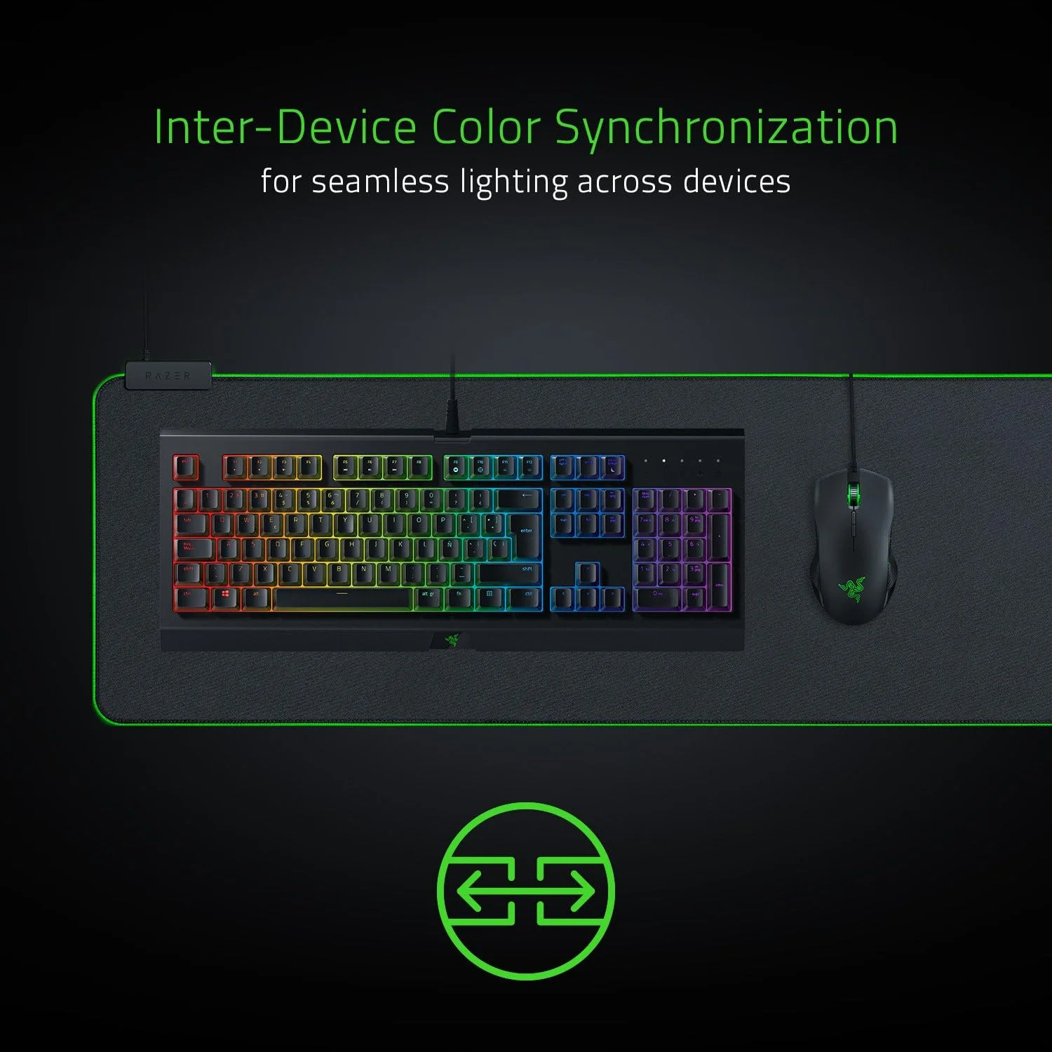 ماوس پد گیمینگ Razer Goliathus Extended Chroma: نورپردازی RGB قابل تنظیم - جنس نرم و پارچه ای، کنترل و سرعت متعادل، پایه لاستیکی ضد لغزش، مشکی کلاسیک