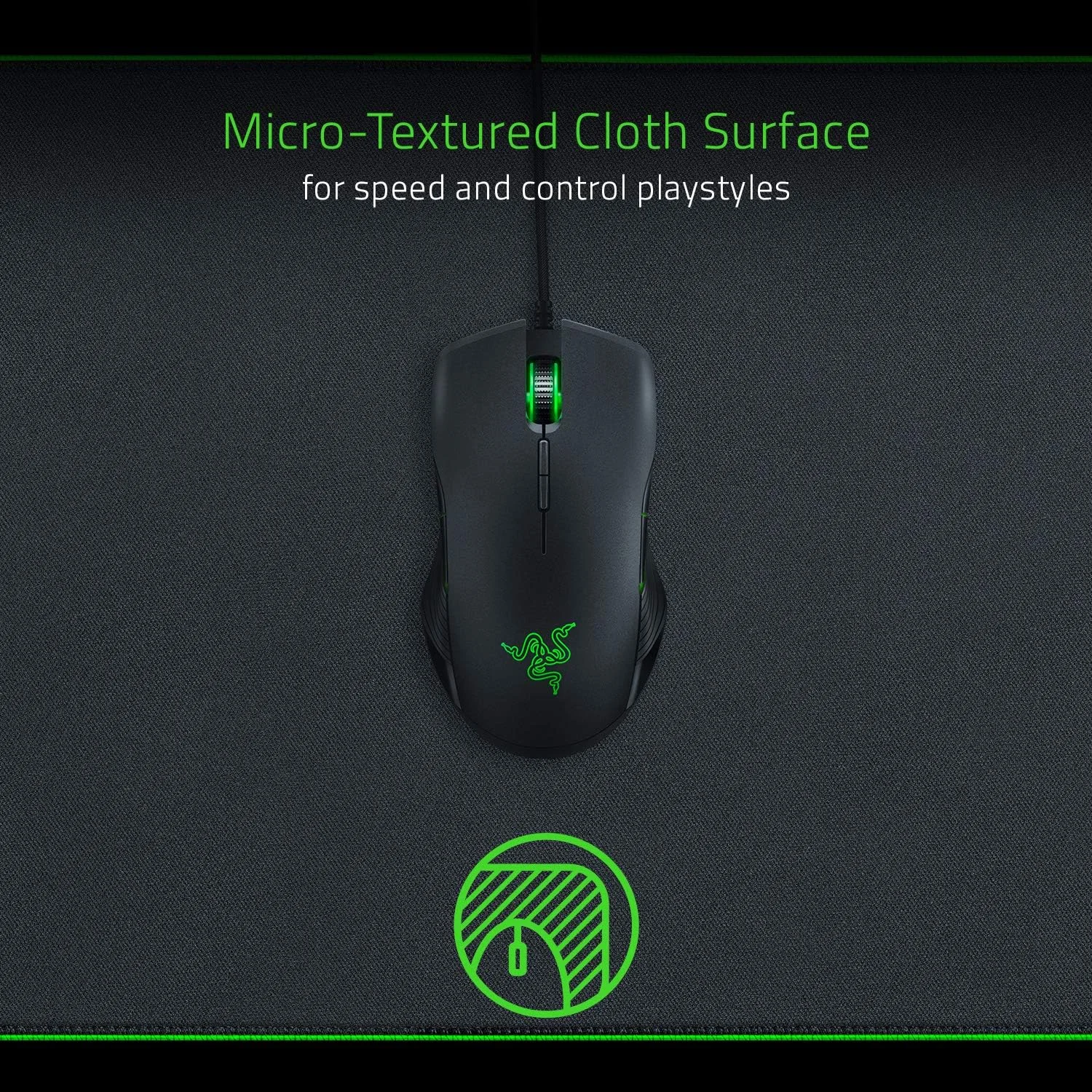 ماوس پد گیمینگ Razer Goliathus Extended Chroma: نورپردازی RGB قابل تنظیم - جنس نرم و پارچه ای، کنترل و سرعت متعادل، پایه لاستیکی ضد لغزش، مشکی کلاسیک