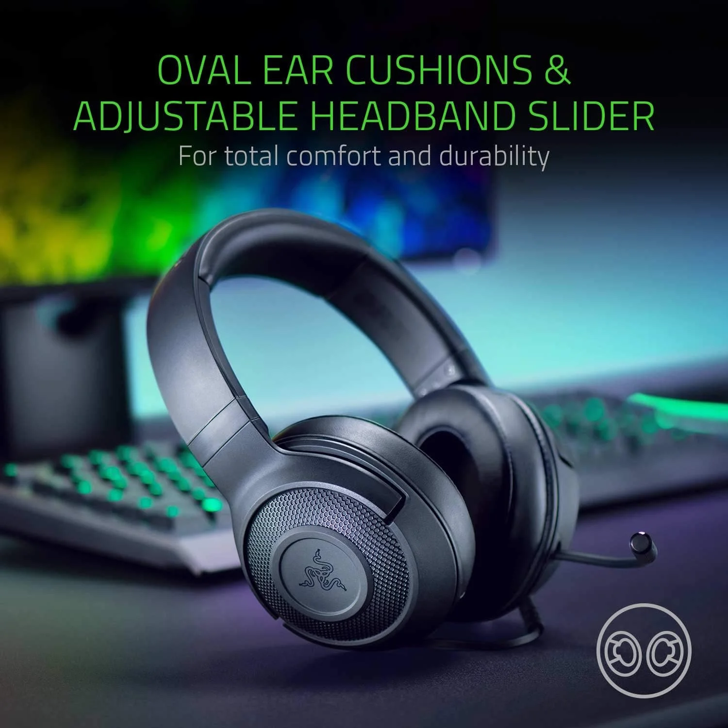 هدست گیمینگ فوق سبک Razer Kraken X: صدای فراگیر 7.1 - فریم آلومینیومی سبک وزن - میکروفون کاردیوئید خم شو - برای PC، PS4، PS5، Switch، Xbox One، Xbox Series X|S، موبایل - مشکی