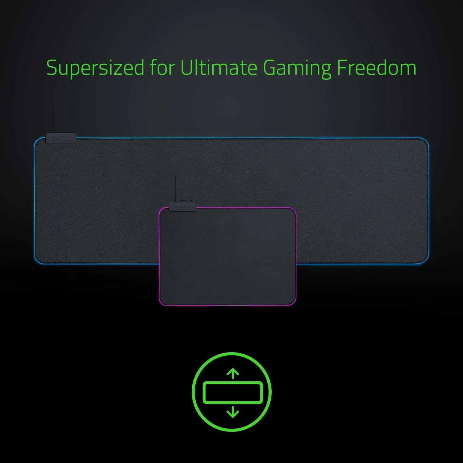 ماوس پد گیمینگ Razer Goliathus Extended Chroma: نورپردازی RGB قابل تنظیم - جنس نرم و پارچه ای، کنترل و سرعت متعادل، پایه لاستیکی ضد لغزش، مشکی کلاسیک