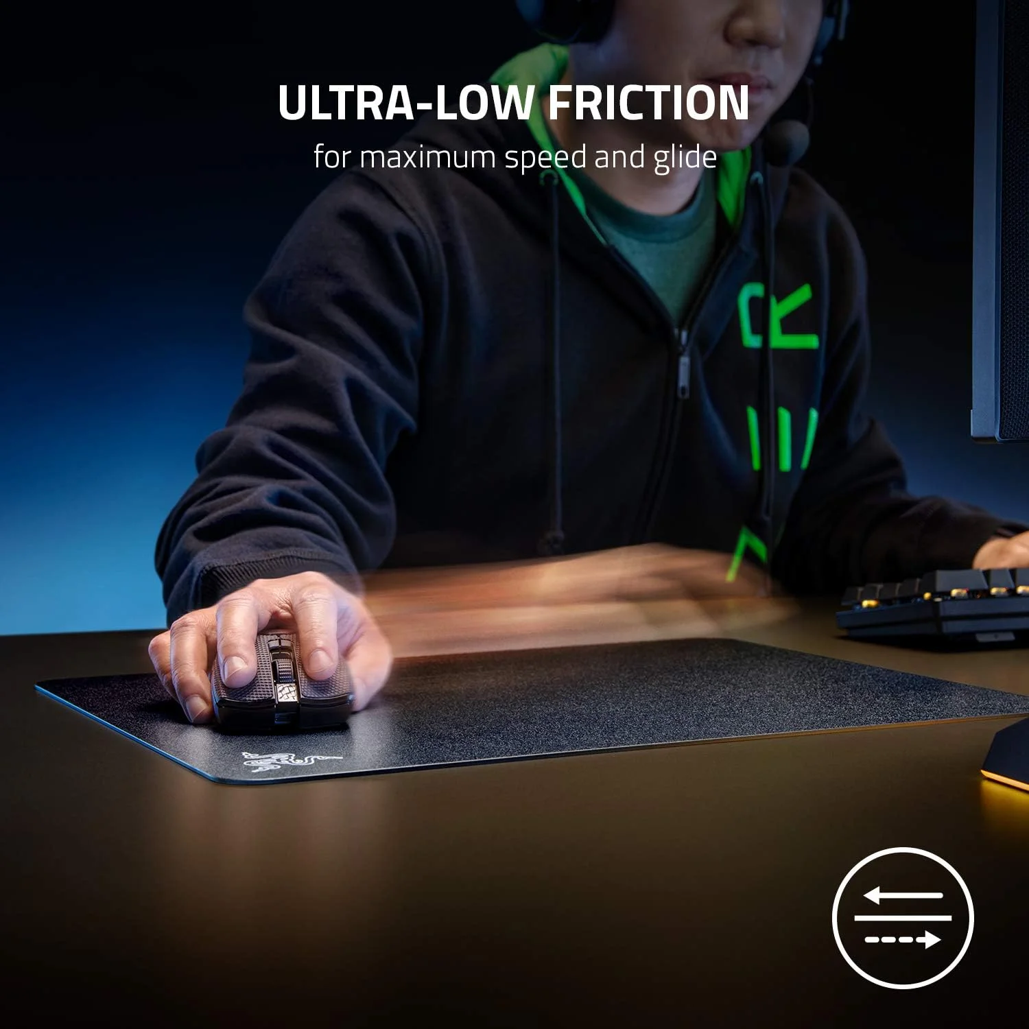 ماوس پد گیمینگ Razer Acari با اصطکاک فوق العاده کم: سطح سخت دانه دار و بافت دار - سطح بزرگ - فرم فاکتور نازک - پایه ضد لغزش - مشکی کلاسیک