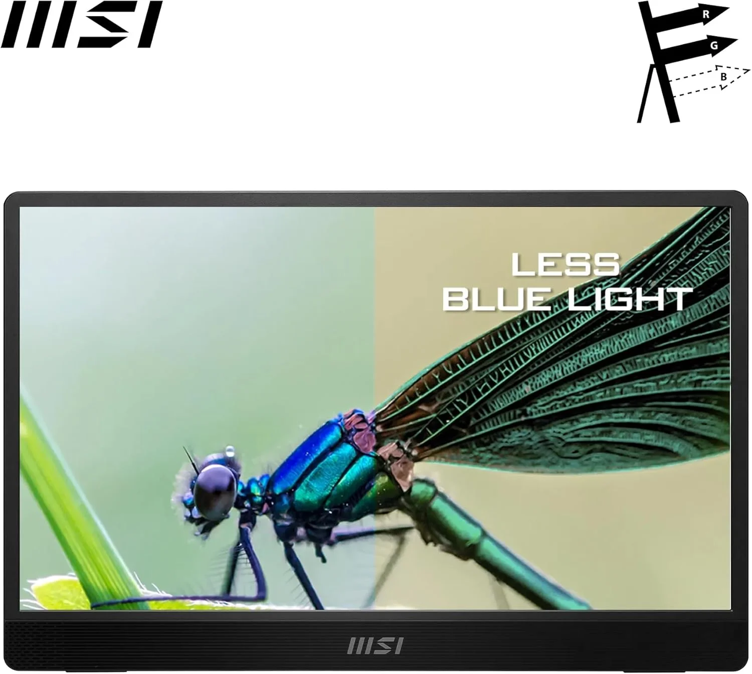 مانیتور قابل حمل 15.6 اینچی فول اچ دی MSI PRO MP161 E2 - پنل IPS 1920x1080، 60 هرتز، صفحه نمایش محافظ چشم (PC، لپ تاپ، موبایل)، بلندگوها، شاسی و پایه بهبود یافته - Mini-HDMI 2.0b، 2 x USB Type-C