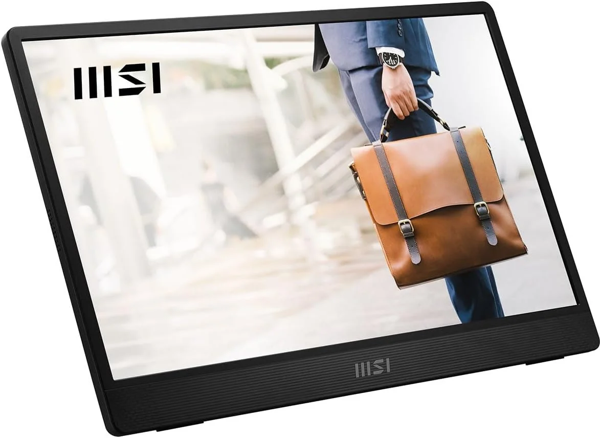 مانیتور قابل حمل MSI Pro MP161 E2، 15.6 اینچ FHD IPS 1080p، USB Type-C، Mini-HDMI، بلندگوهای داخلی، مناسب برای PC، Mac، PS5، PS4، Xbox، موبایل، خاکستری متالیک