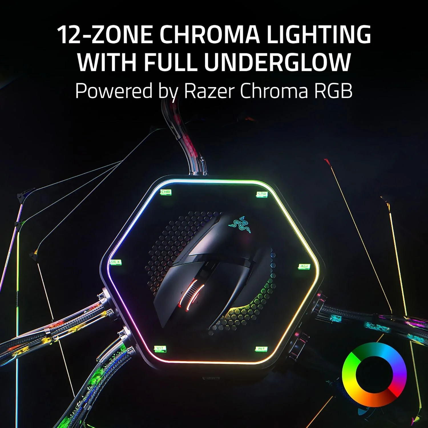 موس گیمینگ بی‌سیم ارگونومیک RGB ریزر Basilisk V3 Pro 35K نسخه Phantom Green