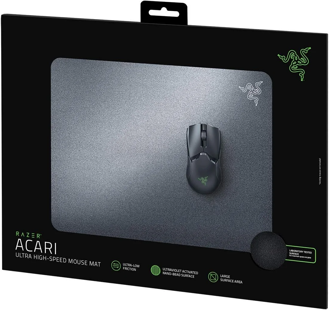 ماوس پد گیمینگ Razer Acari با اصطکاک فوق العاده کم: سطح سخت دانه دار و بافت دار - سطح بزرگ - فرم فاکتور نازک - پایه ضد لغزش - مشکی کلاسیک