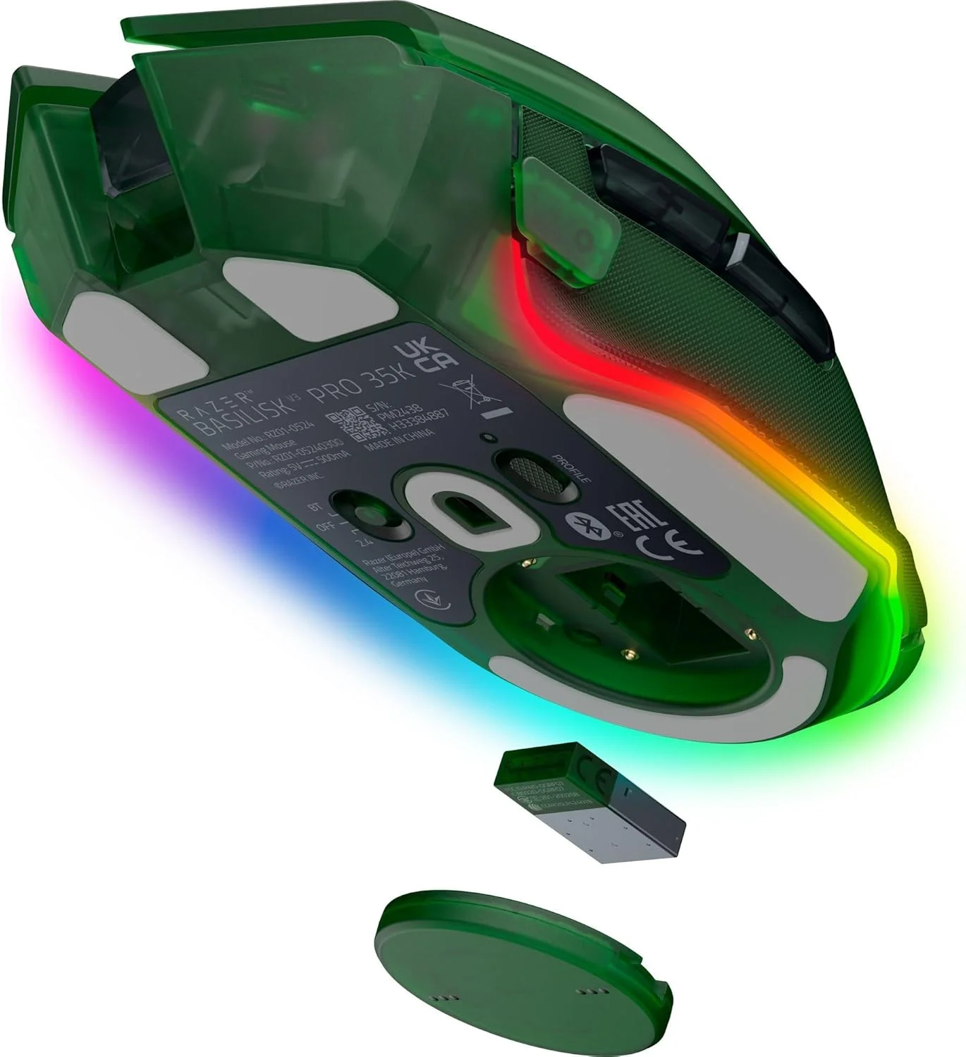 موس گیمینگ بی‌سیم ارگونومیک RGB ریزر Basilisk V3 Pro 35K نسخه Phantom Green