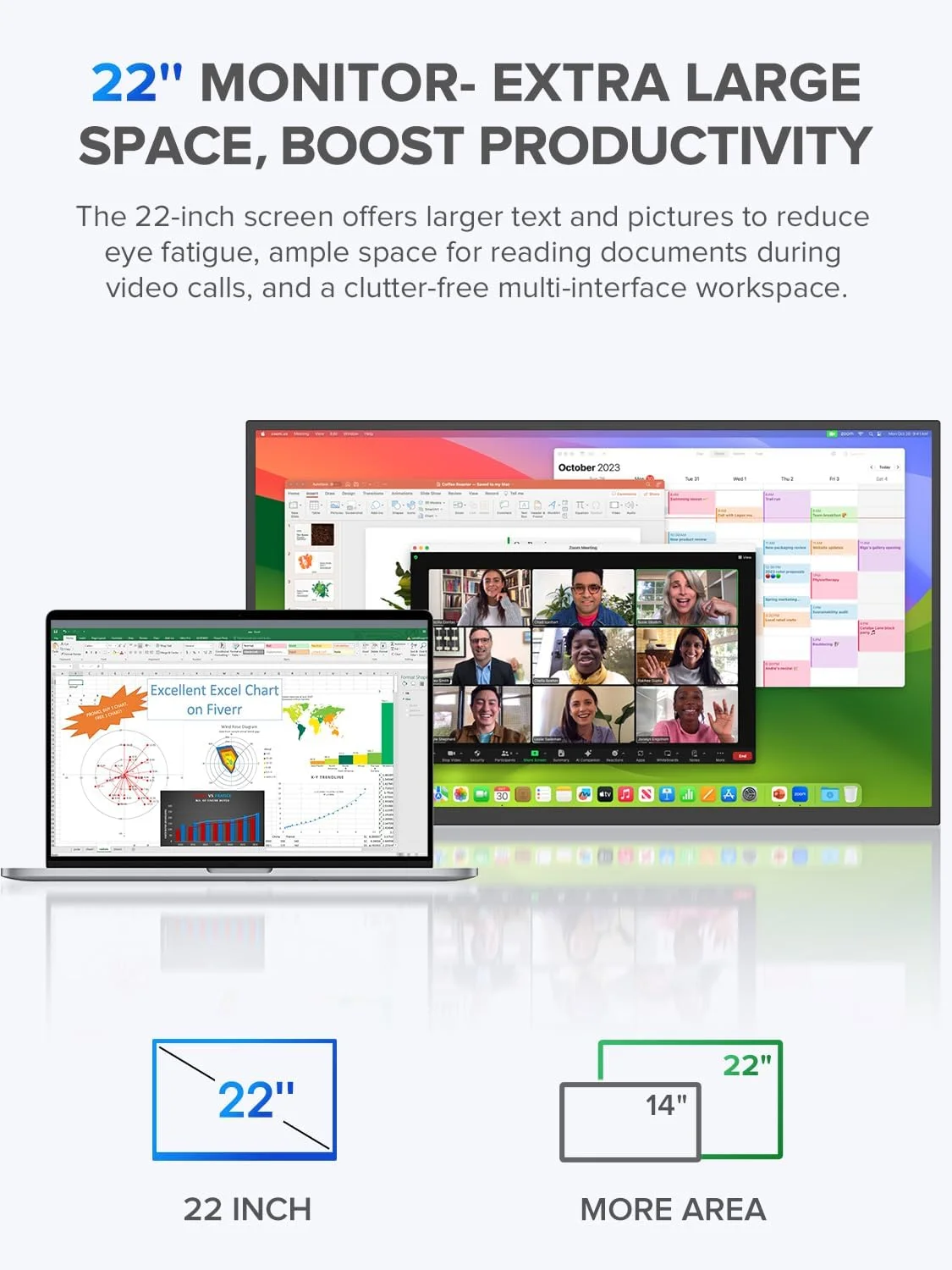 مانیتور قابل حمل 22 اینچی UPERFECT 2K با VESA و پایه قابل تنظیم 180 درجه، نمایشگر بزرگ گیمینگ 2560 * 1440 QHD FreeSync IPS HDR، مانیتور دوم مسافرتی USB-C HDMI برای لپ تاپ، سوییچ، تلفن