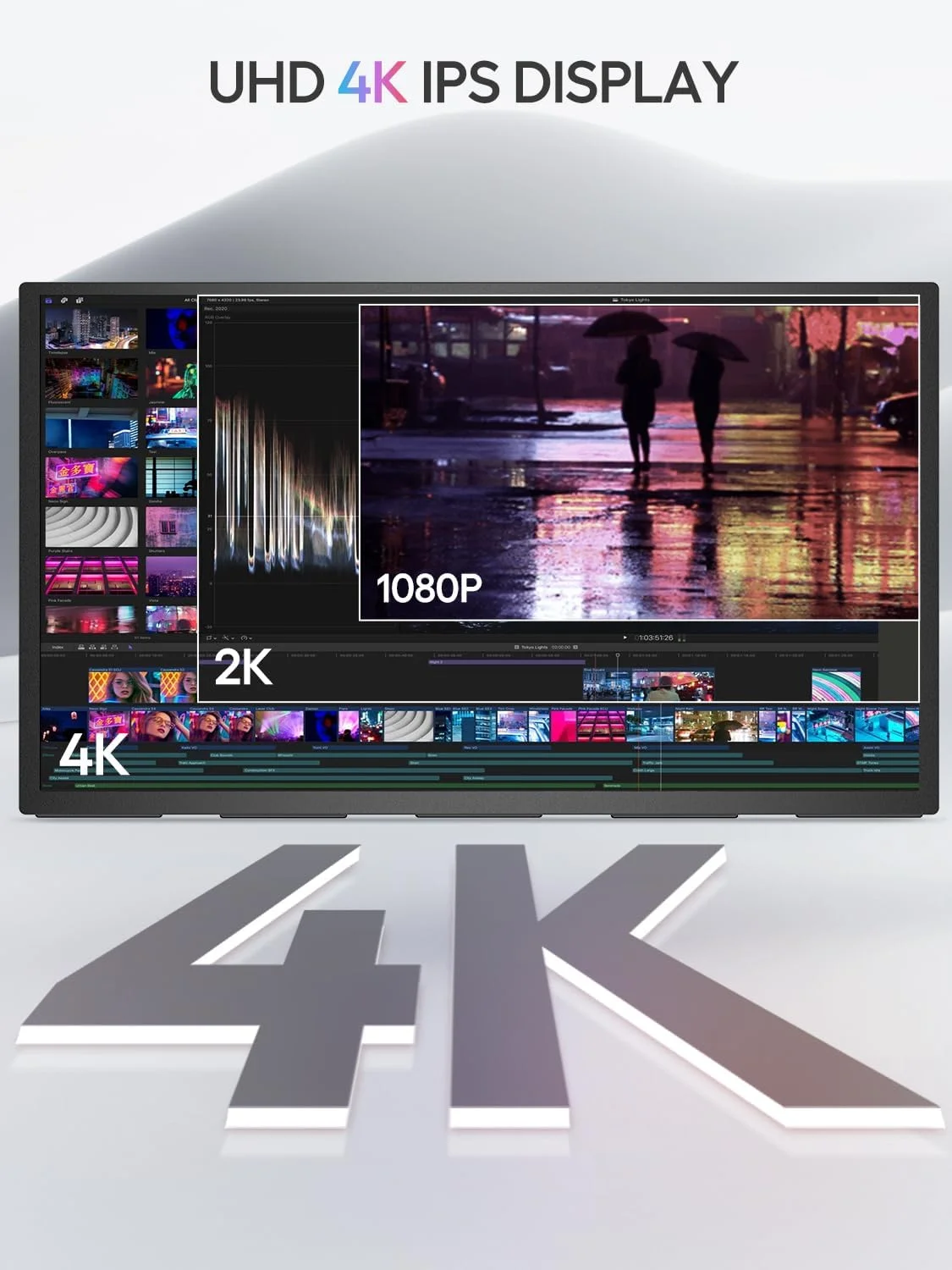 مانیتور قابل حمل UPERFECT 18.4 اینچی 4K 60HZ 10 بیتی با VESA و پایه قابل تنظیم 180 درجه، فوق العاده باریک و سبک، بدون قاب FHD FreeSync IPS HDR، مانیتور دوم مسافرتی برای لپ تاپ