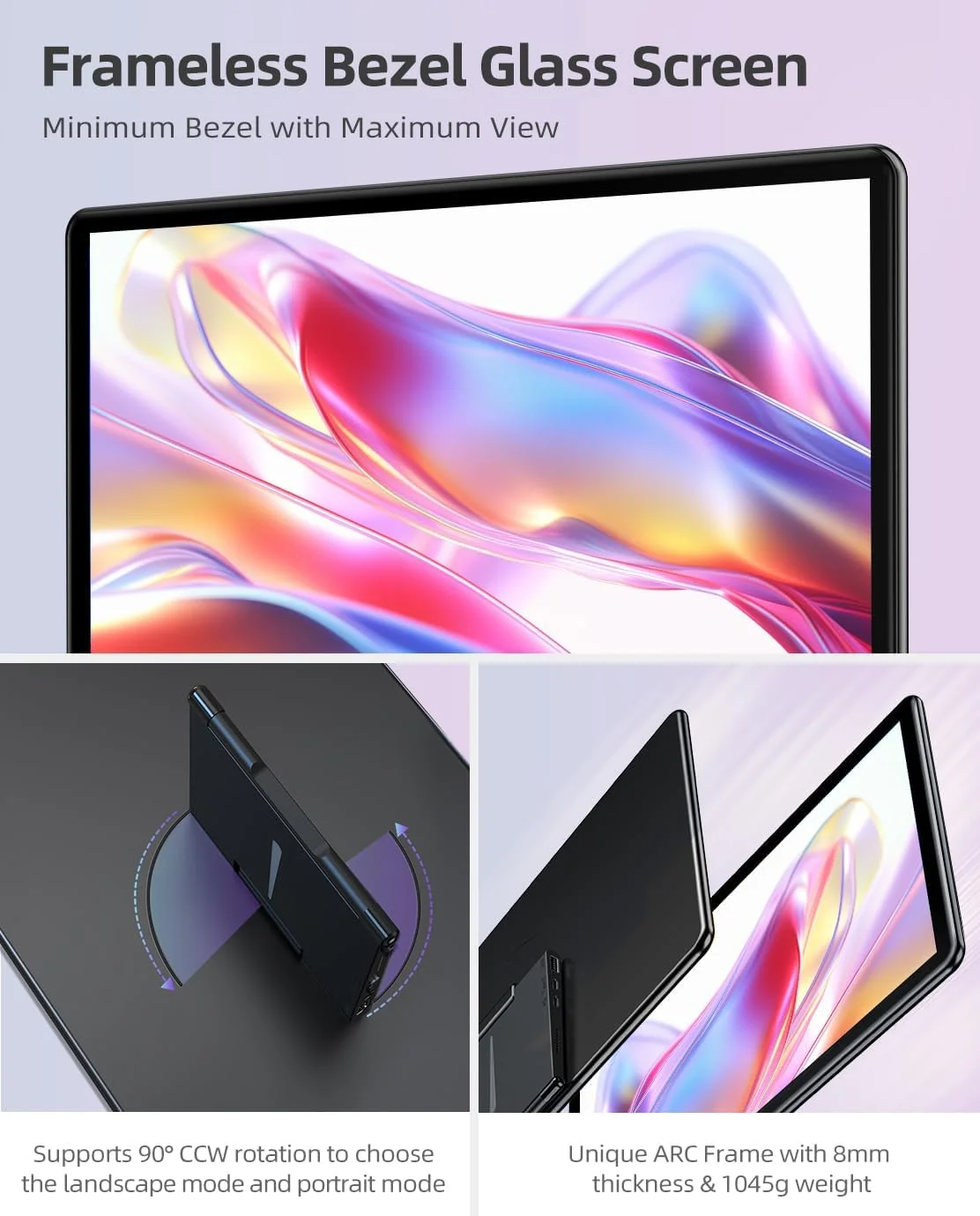 مانیتور قابل حمل UPERFECT Y با صفحه لمسی مستقل، صفحه نمایش 15.6 اینچی FHD 1080P IPS با پایه قابل تنظیم، نسبت کنتراست 2000:1، 100% sRGB با HDMI/USB 3.0/Type C استاندارد، بلندگو/نور محیطی داخلی