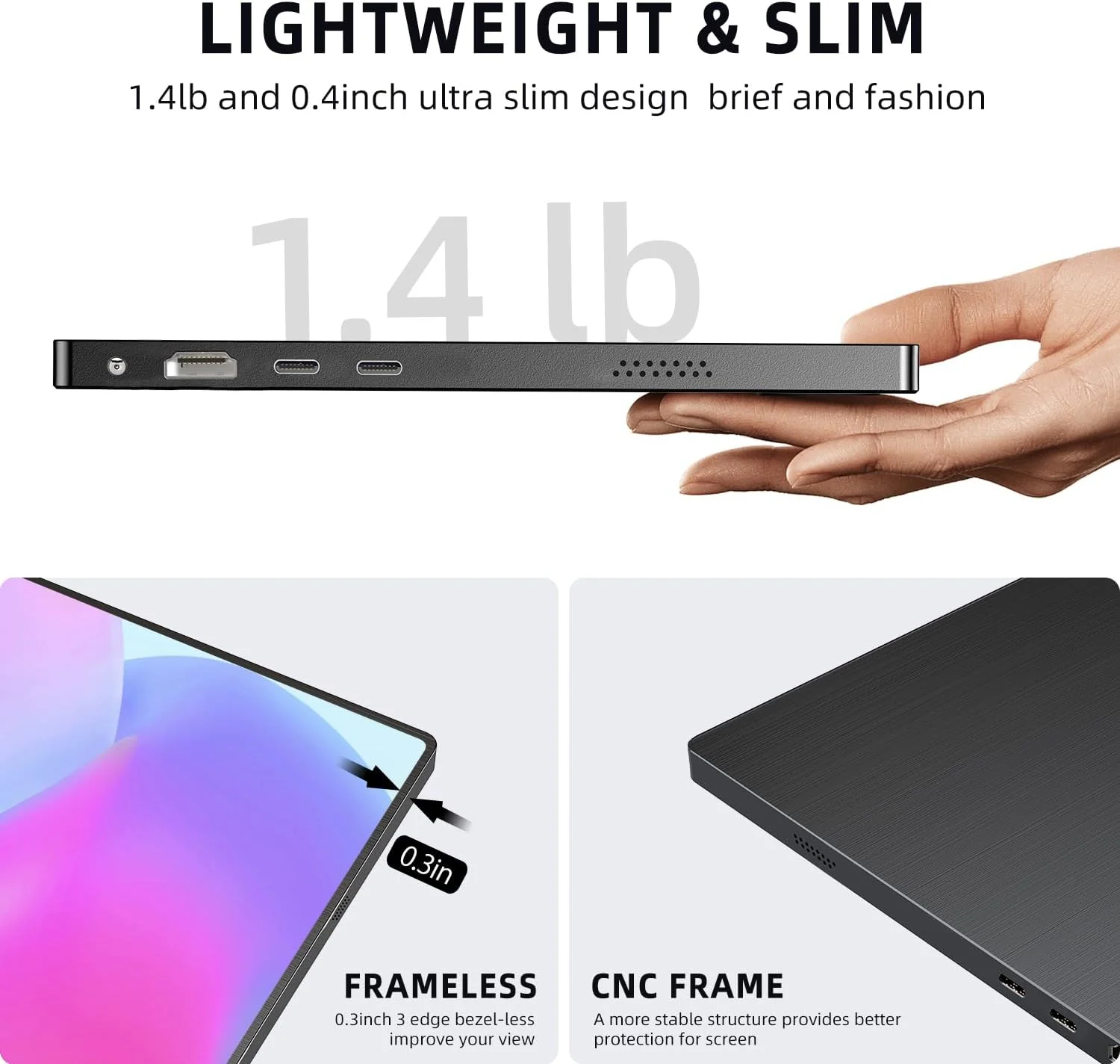 مانیتور قابل حمل UPERFECT 15.6 اینچی، مانیتور قابل حمل 1920x1080 Full HD IPS با HDMI USB C برای لپ تاپ، کامپیوتر، تلفن همراه، PS4/5، سوییچ با کیف محافظ سازگار با VESA مشکی مانیتور قابل حمل UPERFECT 15.6 اینچی، مانیتور قابل حمل 1920x1080 Full HD IPS با HDMI USB C برای لپ تاپ، کامپیوتر، تلفن همراه، PS4/5، سوییچ با کیف محافظ سازگار با VESA مشکی