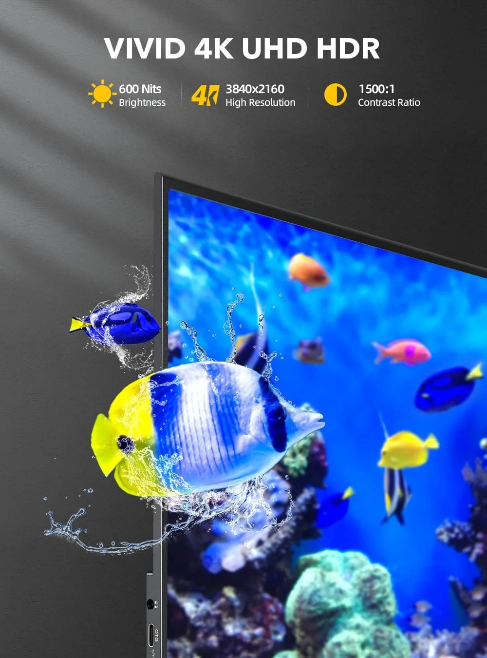 مانیتور قابل حمل 4K واقعی UPERFECT، [نسخه جدید] 15.6 اینچی UHD IPS 3840x2160 USB C، قاب فلزی قوسی منحصر به فرد، 100% Adobe RGB روشنایی 600 نیت، HDR FreeSync Speaker HDMI Type-C OTG با کیف هوشمند