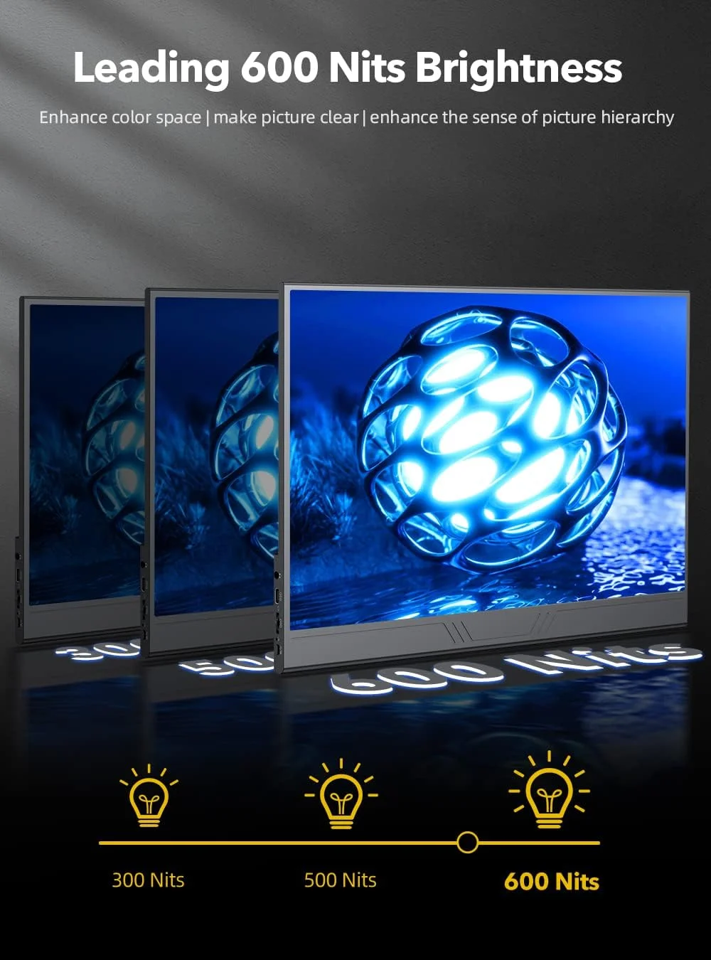 مانیتور قابل حمل 4K واقعی UPERFECT، [نسخه جدید] 15.6 اینچی UHD IPS 3840x2160 USB C، قاب فلزی قوسی منحصر به فرد، 100% Adobe RGB روشنایی 600 نیت، HDR FreeSync Speaker HDMI Type-C OTG با کیف هوشمند