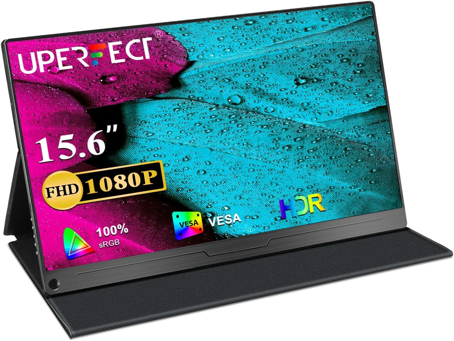 مانیتور پرتابل UPERFECT، مانیتور قابل حمل 15.6 اینچی با رزولوشن 1920x1080 Full HD IPS، دارای اتصال HDMI/Type-C/USB-C برای کامپیوتر، لپ تاپ، PS 3/4/5، Xbo، سوییچ و غیره