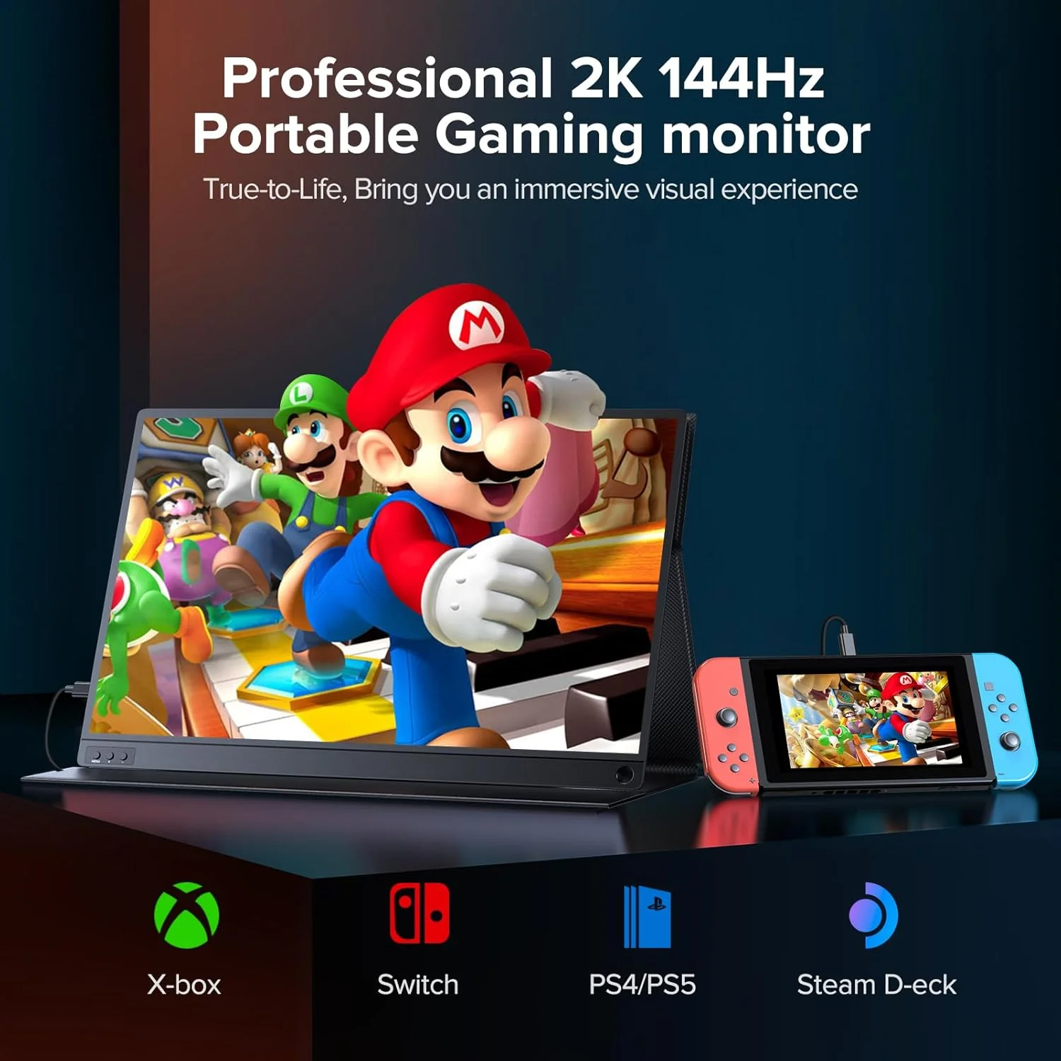 مانیتور قابل حمل UPERFECT 2K 144Hz 16.1 اینچی، مانیتور گیمینگ قابل حمل برای لپ تاپ 2560x1440P QHD FreeSync HDR، مانیتور مسافرتی فوق العاده باریک، صفحه نمایش دوم خارجی برای PC، تلفن، سوییچ PS5 با پایه پوششی