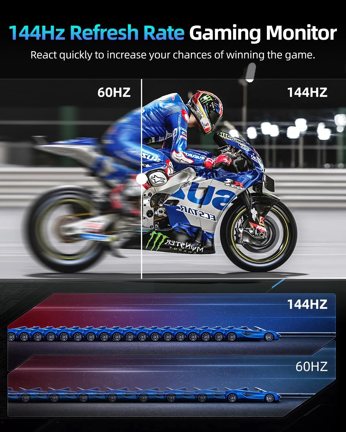 مانیتور گیمینگ UPERFECT 144Hz 18 اینچ مانیتور قابل حمل 2K 2560x1600 با Freesync/HDR/100% sRGB، مانیتور مات با IPS /16:10 /300Nit Mini HDMI/Type-C، مانیتور توسعه یافته برای PC/Laptop/PS3 4/Phone