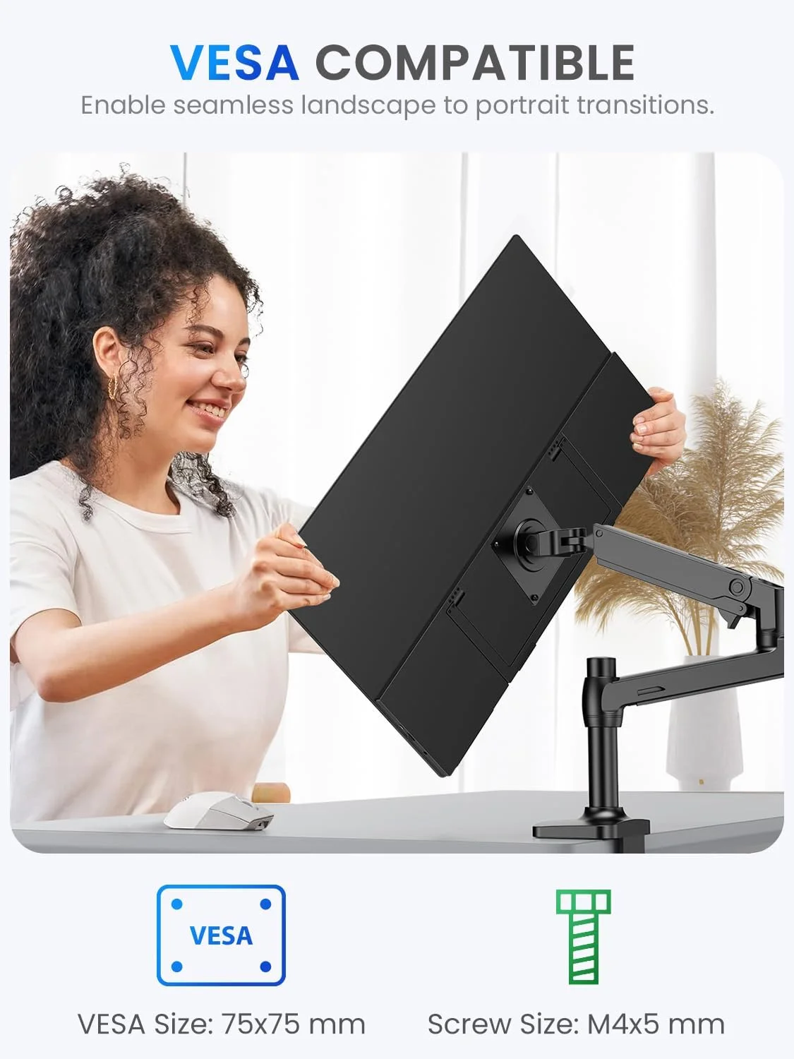 مانیتور قابل حمل 21.5 اینچی 100 هرتز UPERFECT با پایه یکپارچه، نسبت کنتراست 1000:1، رزولوشن 1920*1080 Full HD، صفحه نمایش IPS، دارای پورت‌های استاندارد HDMI USB C برای PC، لپ‌تاپ، کنسول بازی، بدنه فلزی، سازگار با VESA