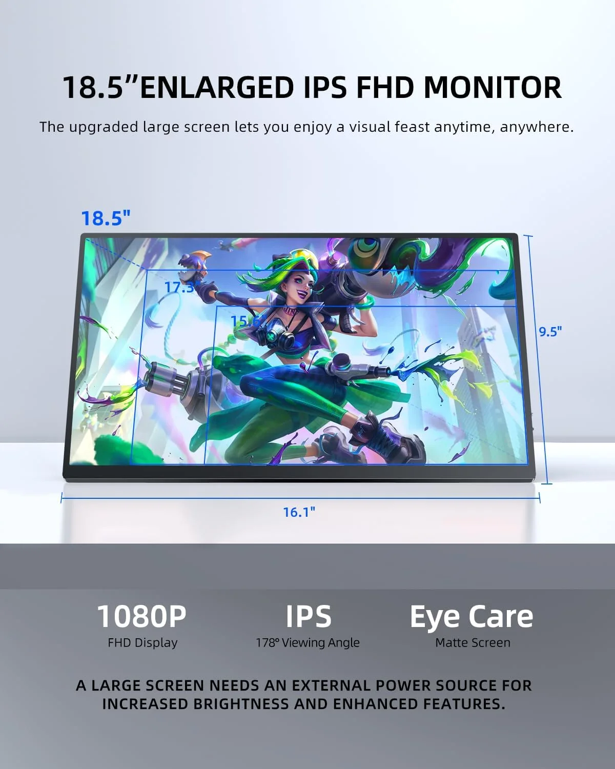 مانیتور قابل حمل UPERFECT، مانیتور قابل حمل 18.5 اینچی، مانیتور USB C فول اچ دی IPS با رزولوشن 1920×1080 با HDMI استاندارد، Type C، OTG و سوراخ VESA برای لپ تاپ، کامپیوتر و تلفن