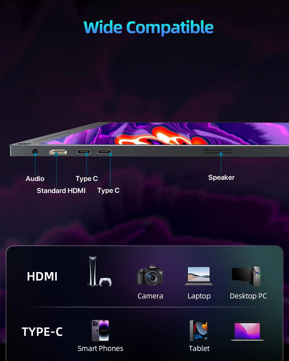 مانیتور گیمینگ UPERFECT 144Hz 18 اینچ مانیتور قابل حمل 2K 2560x1600 با Freesync/HDR/100% sRGB، مانیتور مات با IPS /16:10 /300Nit Mini HDMI/Type-C، مانیتور توسعه یافته برای PC/Laptop/PS3 4/Phone