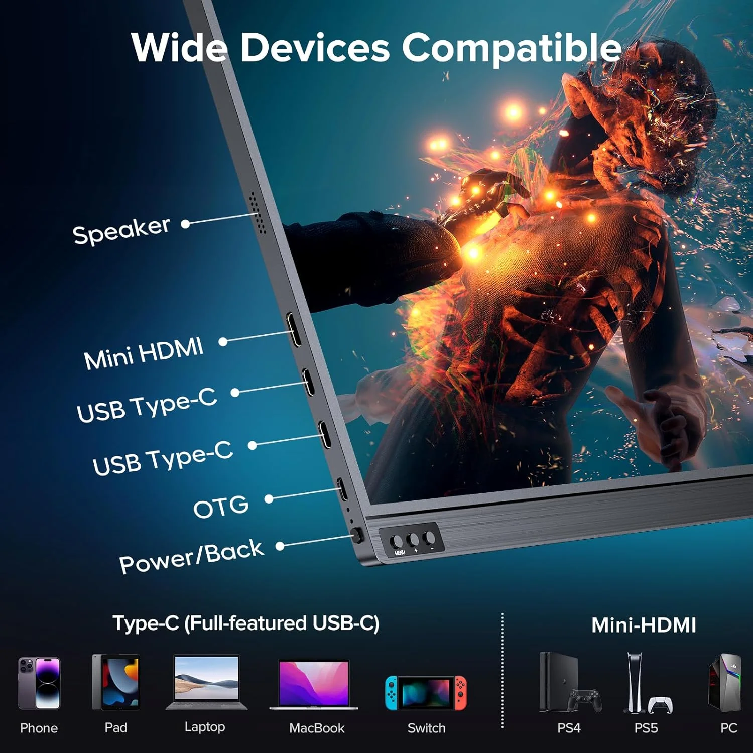مانیتور قابل حمل UPERFECT 2K 144Hz 16.1 اینچی، مانیتور گیمینگ قابل حمل برای لپ تاپ 2560x1440P QHD FreeSync HDR، مانیتور مسافرتی فوق العاده باریک، صفحه نمایش دوم خارجی برای PC، تلفن، سوییچ PS5 با پایه پوششی