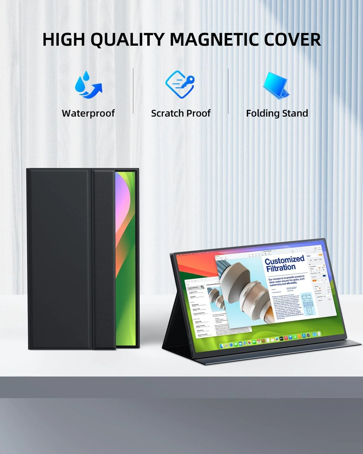 مانیتور قابل حمل UPERFECT، مانیتور قابل حمل 18.5 اینچی، مانیتور USB C فول اچ دی IPS با رزولوشن 1920×1080 با HDMI استاندارد، Type C، OTG و سوراخ VESA برای لپ تاپ، کامپیوتر و تلفن
