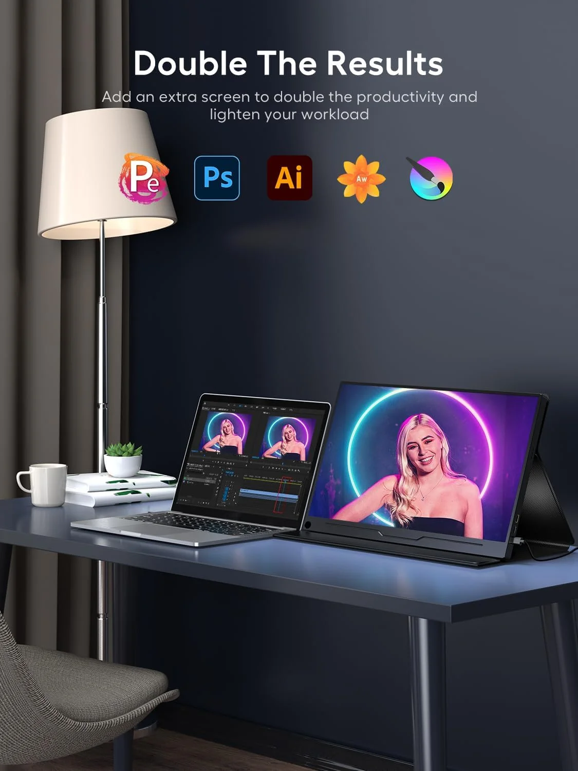 مانیتور قابل حمل 18.5 اینچی UPERFECT با نرخ 120 هرتز، صفحه نمایش مات IPS، کیفیت Full HD 1920x1080، پورت USB C Mini HDMI برای لپ تاپ، PC، سوییچ، PS4/5، Xbo، Raspb Pi، بدنه فلزی، قابلیت نصب VESA