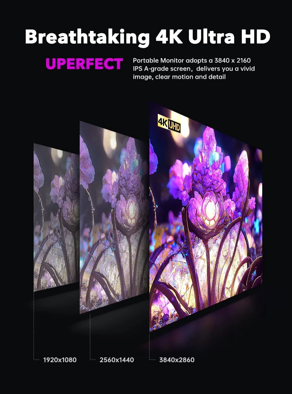 مانیتور پرتابل Uperfect مدل UGame J5 سایز 17.3 اینچ با رزولوشن 3840x2160 و نرخ بروزرسانی 60 هرتز
