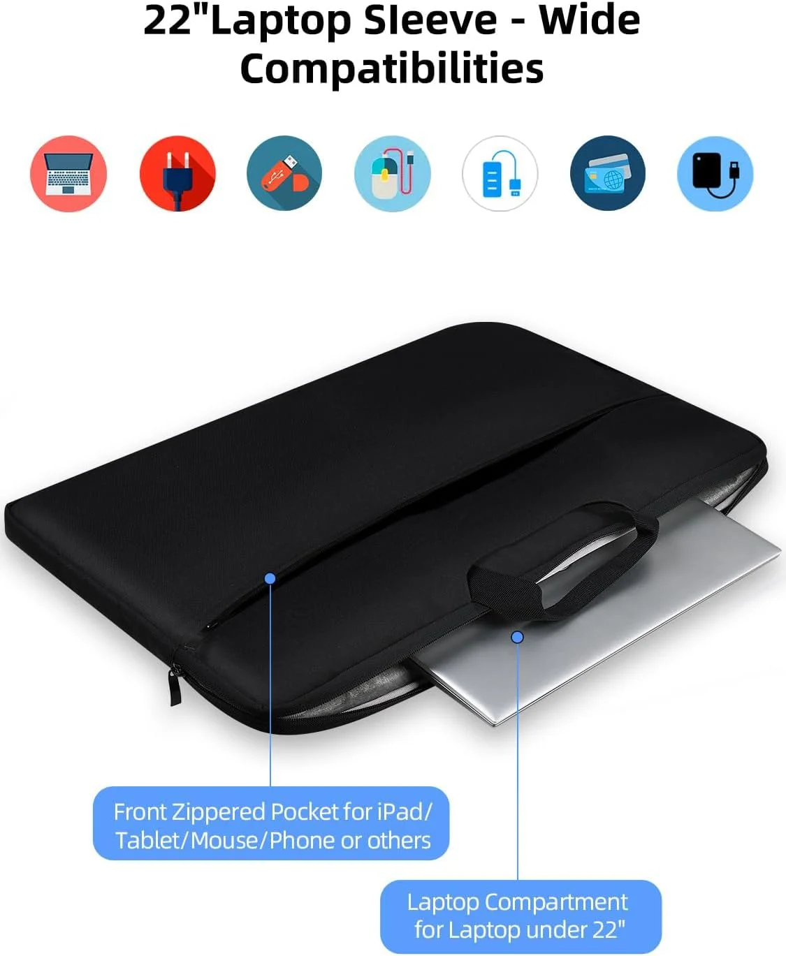 کیف لپتاپ UPERFECT مناسب مانیتور قابل حمل/نوتبوک/تبلت با جیبهای جانبی بزرگ و دسته بادوام کیف لپتاپ UPERFECT مناسب مانیتور قابل حمل/نوتبوک/تبلت با جیبهای جانبی بزرگ و دسته بادوام