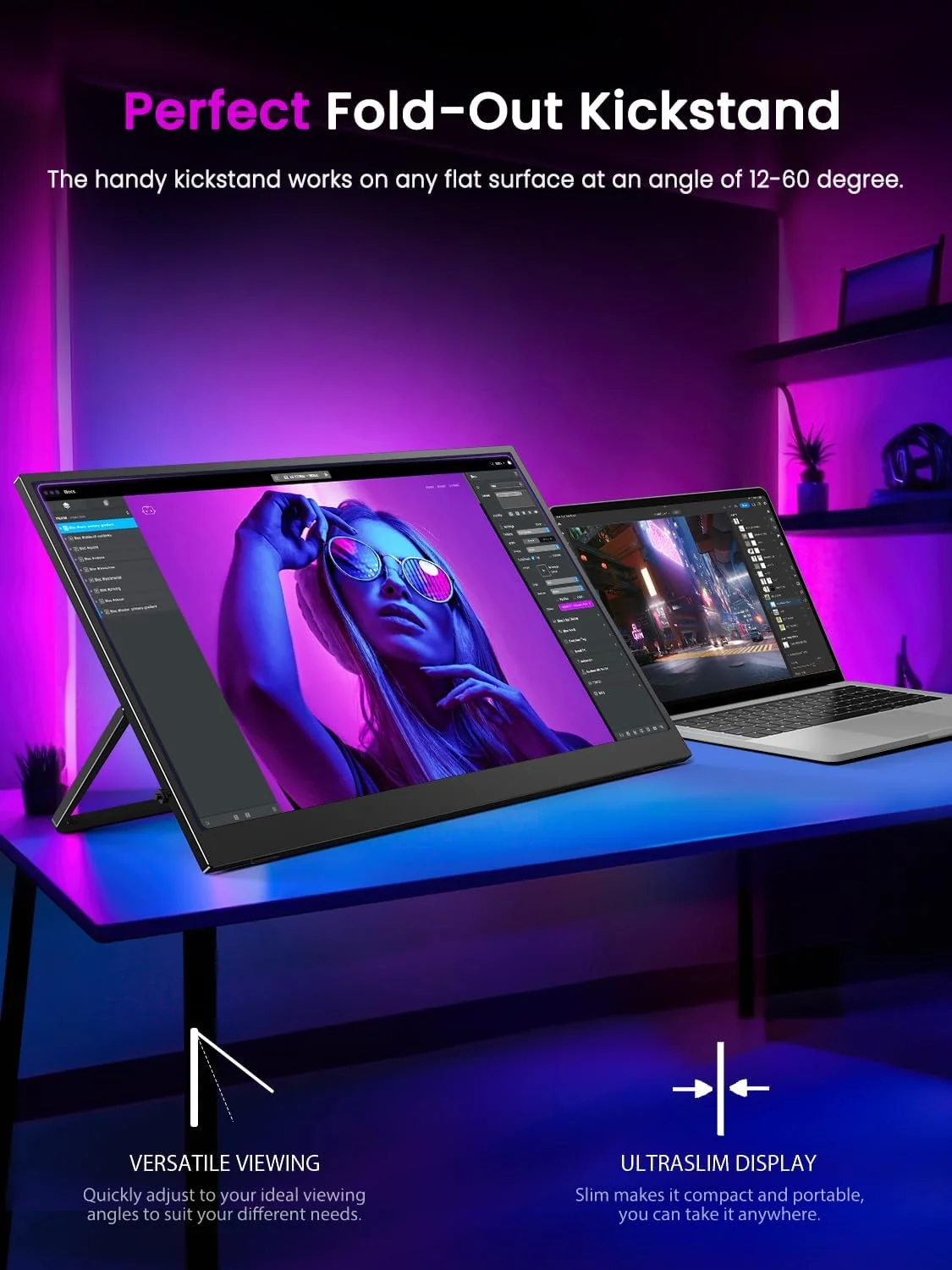 مانیتور پرتابل Uperfect مدل UGame J5 سایز 17.3 اینچ با رزولوشن 3840x2160 و نرخ بروزرسانی 60 هرتز