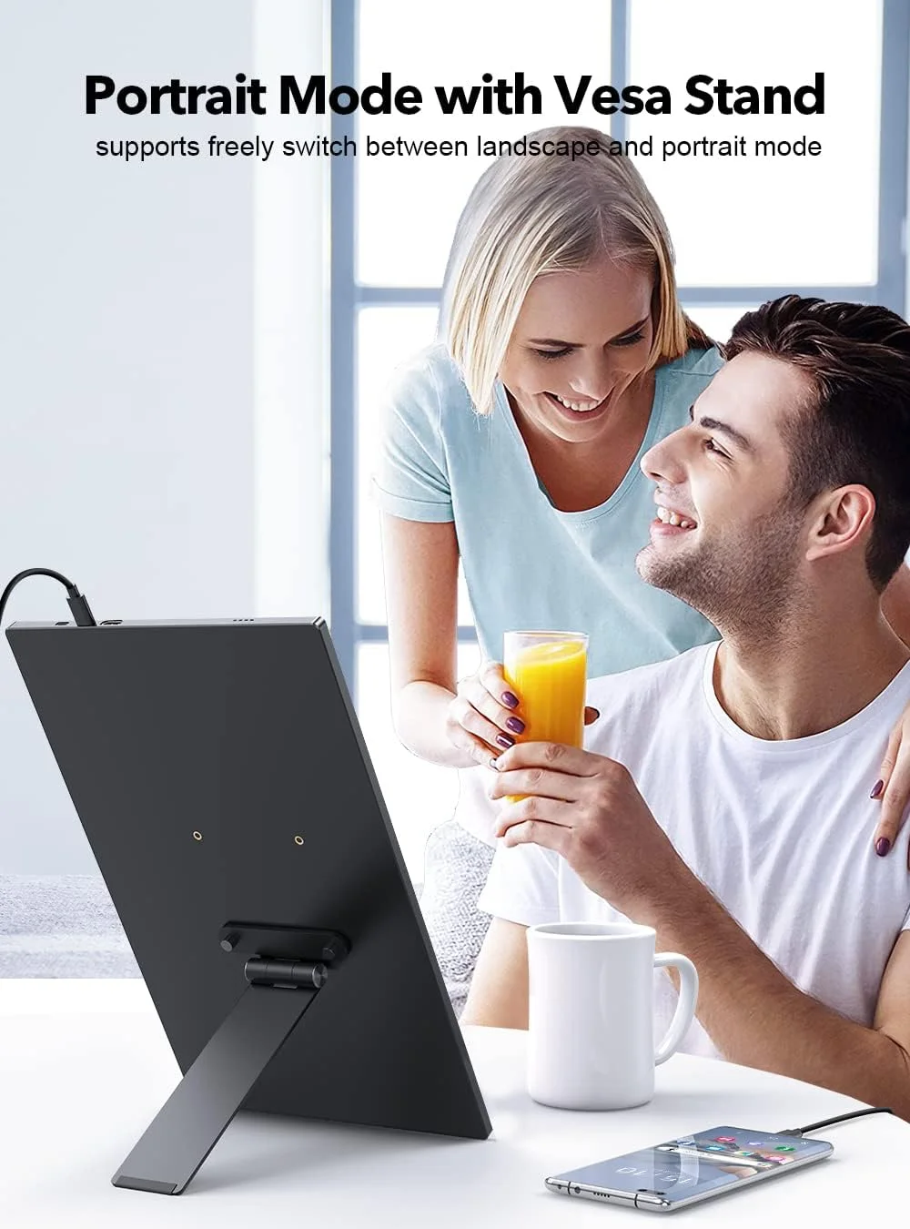 پایه مانیتور قابل حمل UPERFECT VESA با پیچ دستی، پایه رومیزی مانیتور VESA مستقل 7 تا 18.5 اینچی با چرخش/شیب/چرخش، مناسب برای مانیتور با VESA M3/M4*75MM