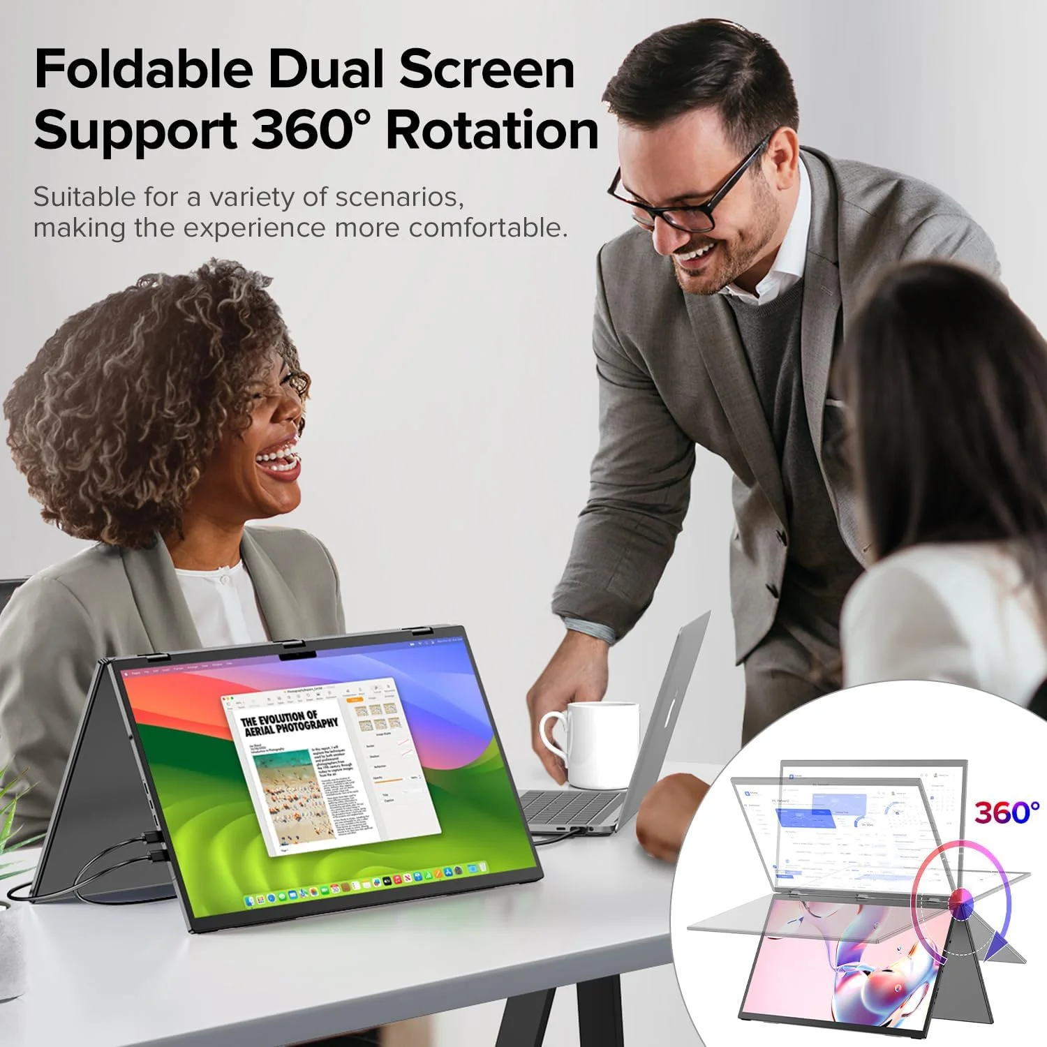 مانیتور دوگانه قابل حمل UPERFECT Delta 18.5 اینچی 100 هرتز برای توسعه دهنده صفحه نمایش لپ تاپ، مانیتور سه گانه تاشو 360 درجه HDR 1080P با پایه و VESA برای کنسول بازی تلفن PC لپ تاپ (بدون نیاز به درایور) مانیتور دوگانه قابل حمل UPERFECT Delta 18.5 اینچی 100 هرتز برای توسعه دهنده صفحه نمایش لپ تاپ، مانیتور سه گانه تاشو 360 درجه HDR 1080P با پایه و VESA برای کنسول بازی تلفن PC لپ تاپ (بدون نیاز به درایور)