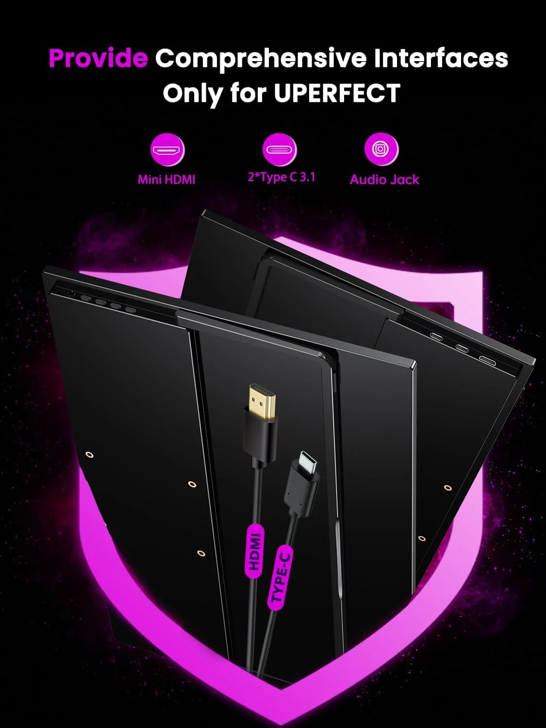 مانیتور پرتابل Uperfect مدل UGame J5 سایز 17.3 اینچ با رزولوشن 3840x2160 و نرخ بروزرسانی 60 هرتز