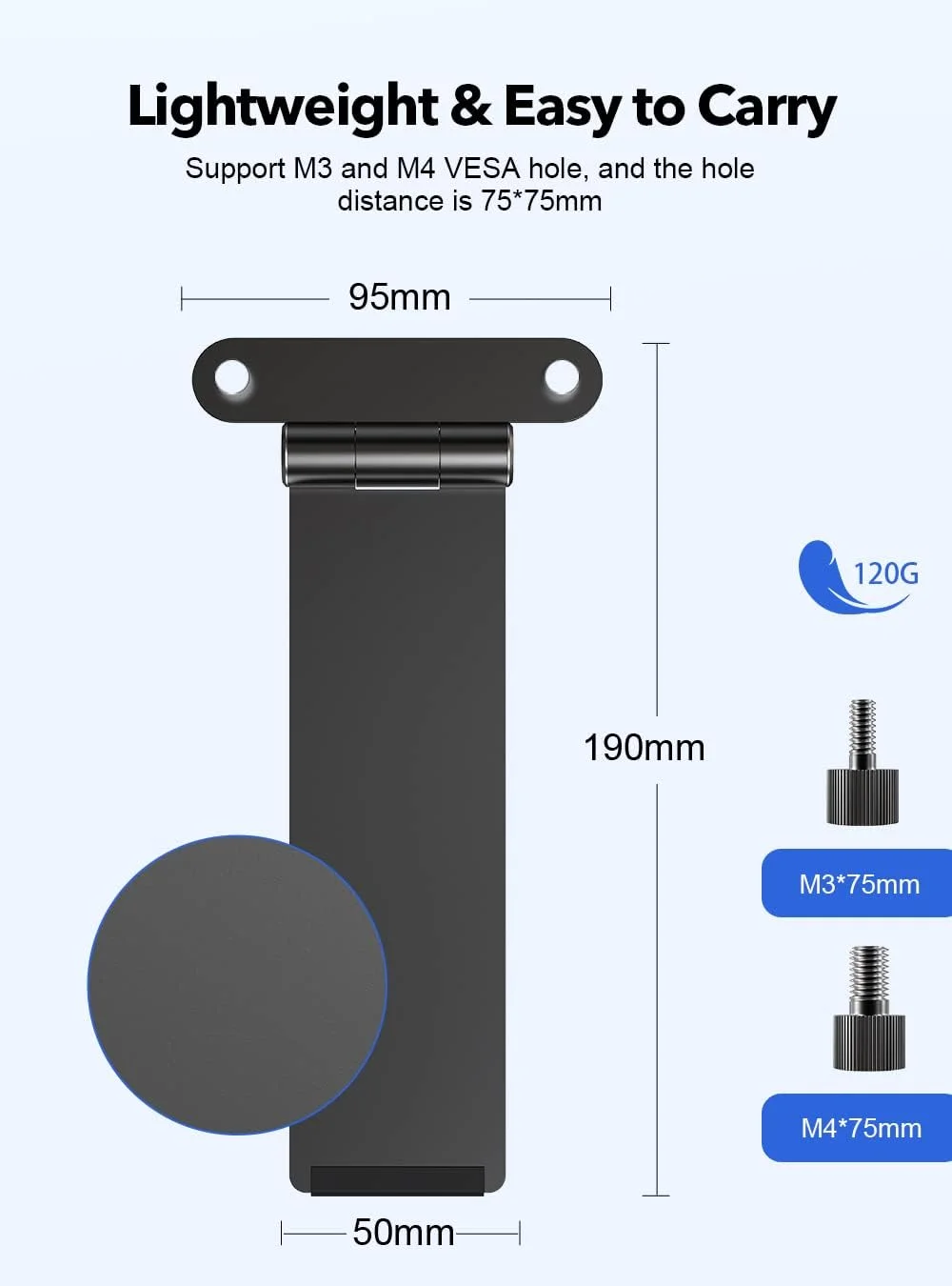 پایه مانیتور قابل حمل UPERFECT VESA با پیچ دستی، پایه رومیزی مانیتور VESA مستقل 7 تا 18.5 اینچی با چرخش/شیب/چرخش، مناسب برای مانیتور با VESA M3/M4*75MM