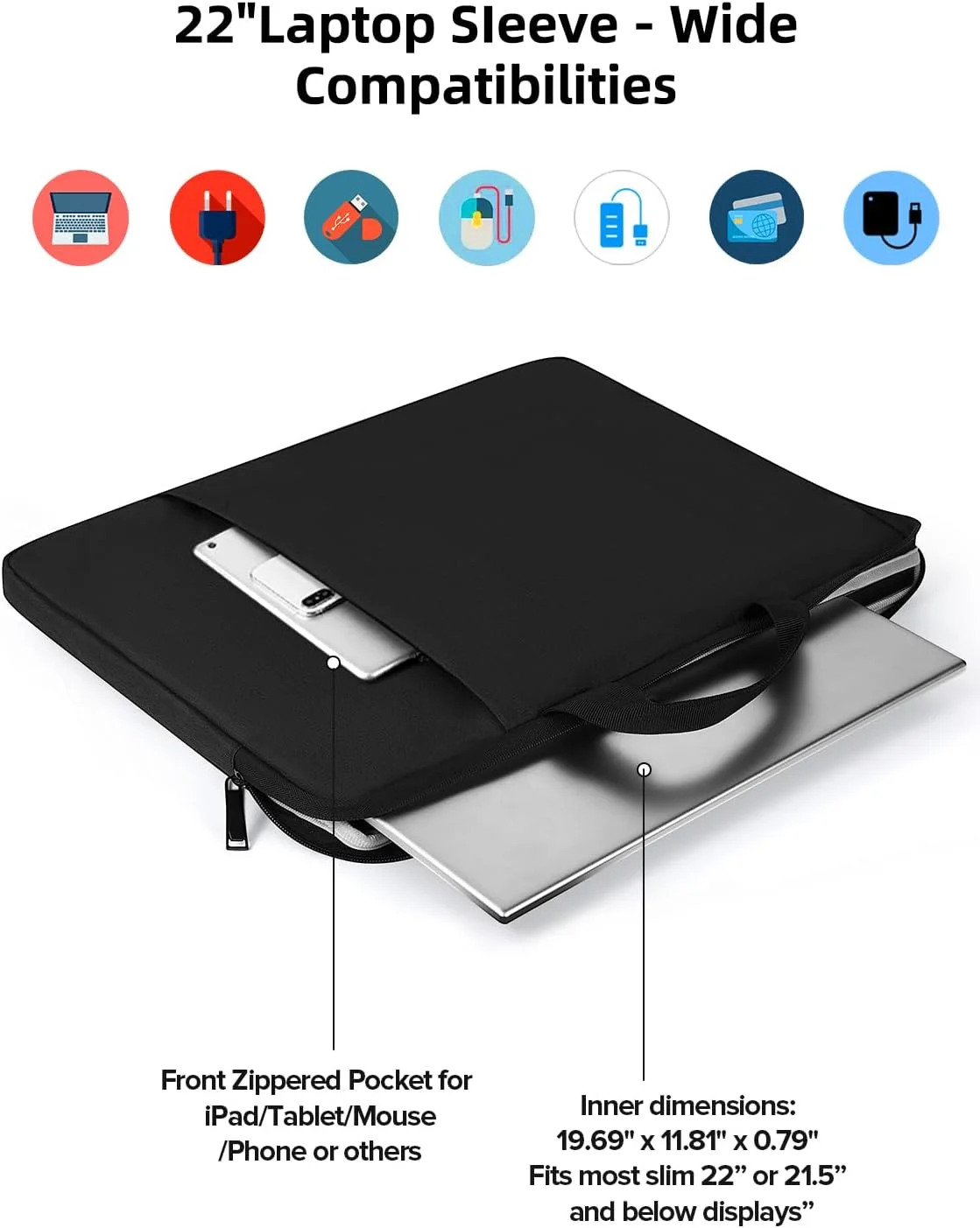کیف لپ تاپ 22 اینچی UPERFECT مناسب برای لپ تاپ/مانیتور قابل حمل/نوت بوک/تبلت با جیب های جانبی بزرگ و دسته بادوام - ضد آب/ضد ضربه - محفظه های پد دار - دارای زیپ برای نگهداری لوازم جانبی کیف لپ تاپ 22 اینچی UPERFECT مناسب برای لپ تاپ/مانیتور قابل حمل/نوت بوک/تبلت با جیب های جانبی بزرگ و دسته بادوام - ضد آب/ضد ضربه - محفظه های پد دار - دارای زیپ برای نگهداری لوازم جانبی