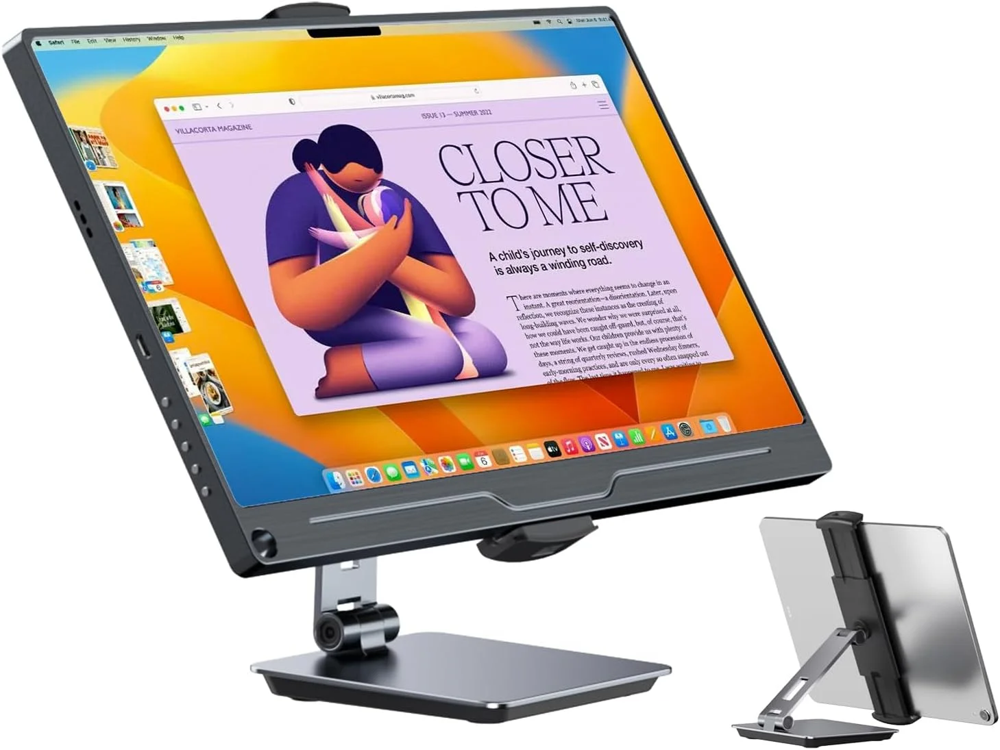 پایه مانیتور قابل حمل UPERFECT با ابعاد 5.9 تا 17.3 اینچ، براکت چرخان 360 درجه قابل تنظیم، گیره شیب دار 180 درجه، پایه آلومینیومی سنگین برای پد/تبلت، هدیه برای آقایان
