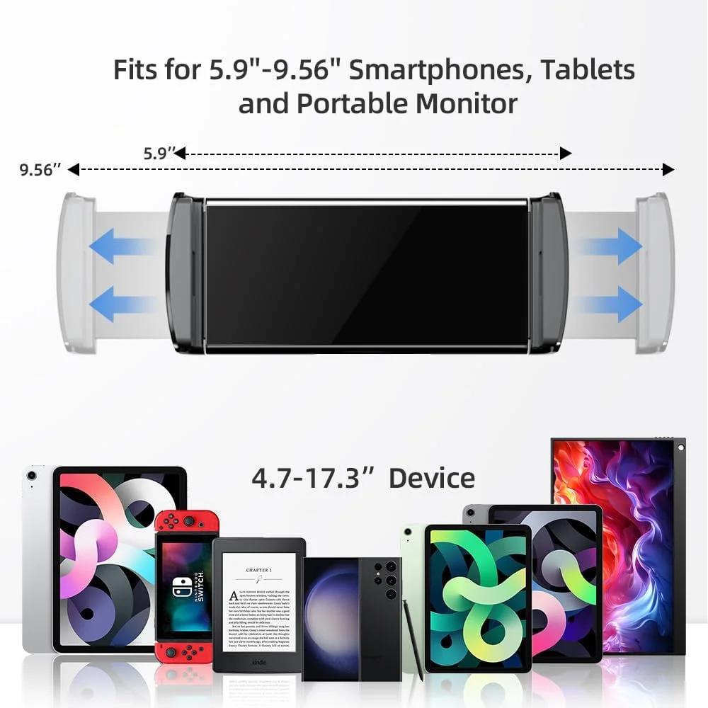 پایه مانیتور قابل حمل UPERFECT با ابعاد 5.9 تا 17.3 اینچ، براکت چرخان 360 درجه قابل تنظیم، گیره شیب دار 180 درجه، پایه آلومینیومی سنگین برای پد/تبلت، هدیه برای آقایان