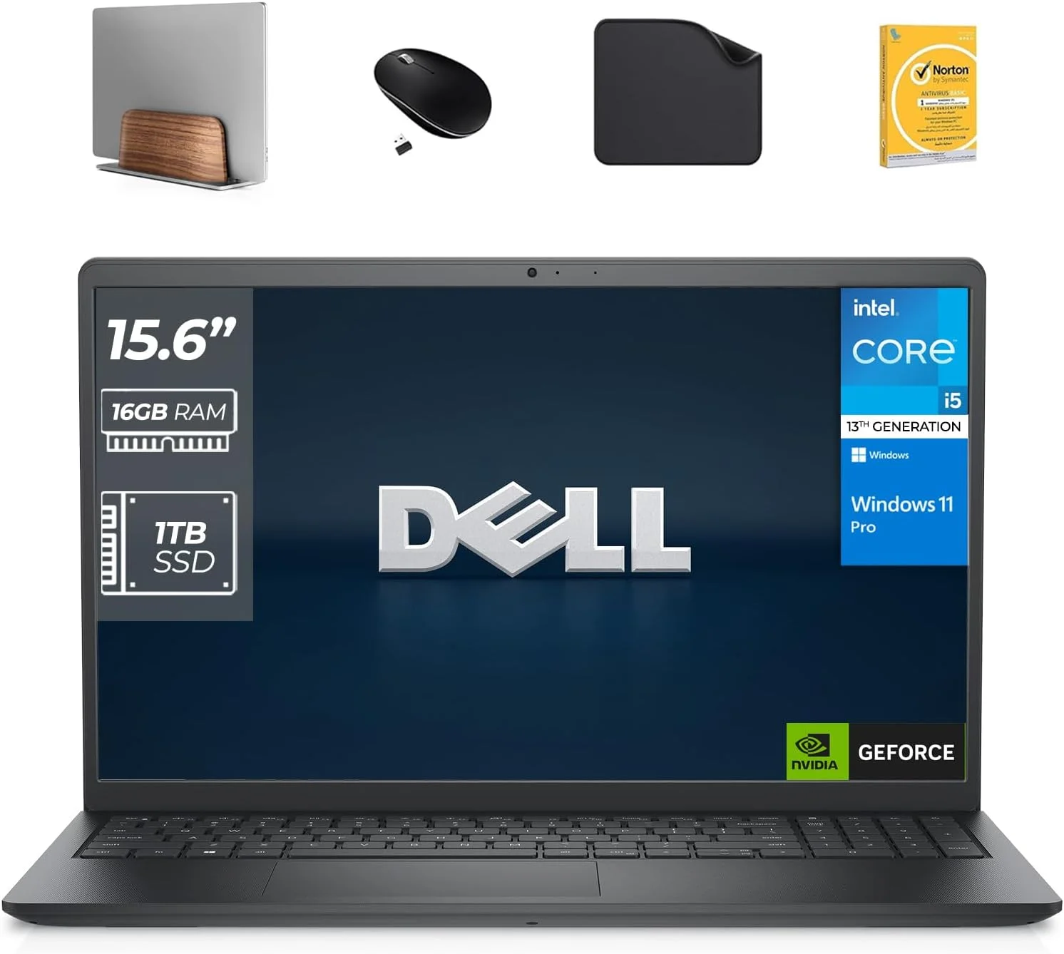 لپ تاپ تجاری DELL Vostro 3520، نسل سیزدهم Intel i5-1334U، رم 16 گیگابایتی، SSD 1 ترابایتی، ویندوز 11 پرو (شامل پایه لپ تاپ 1st Wave + ماوس بی سیم + پد ماوس + آنتی ویروس)