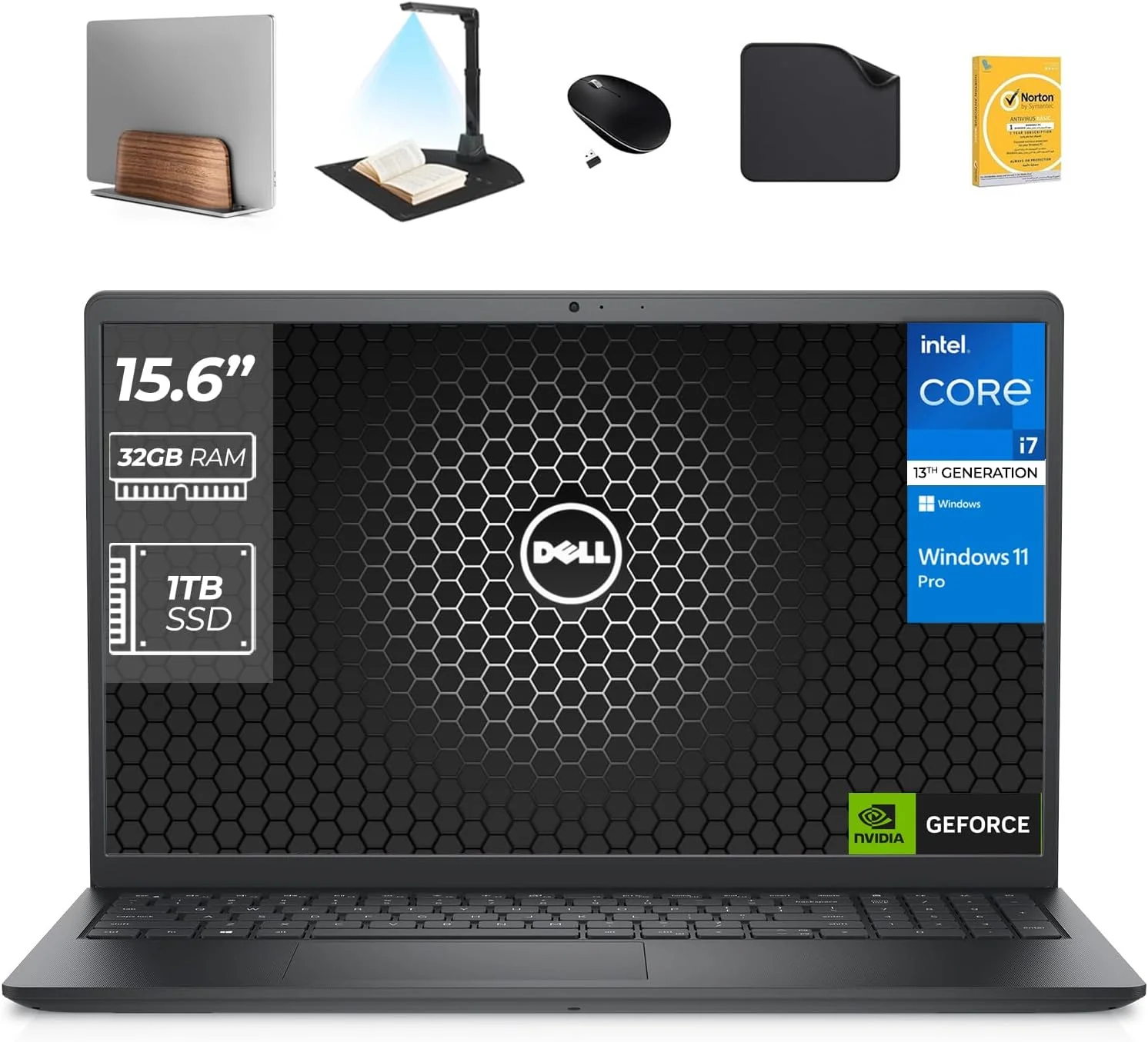 لپ تاپ تجاری DELL Vostro 3520، نسل سیزدهم Intel i7-1355U، رم 32 گیگابایتی، SSD 1 ترابایتی، Windows 11 Pro (شامل پایه لپ تاپ 1st Wave + اسکنر اسناد 1st Wave + ماوس بی سیم + پد ماوس + آنتی ویروس)