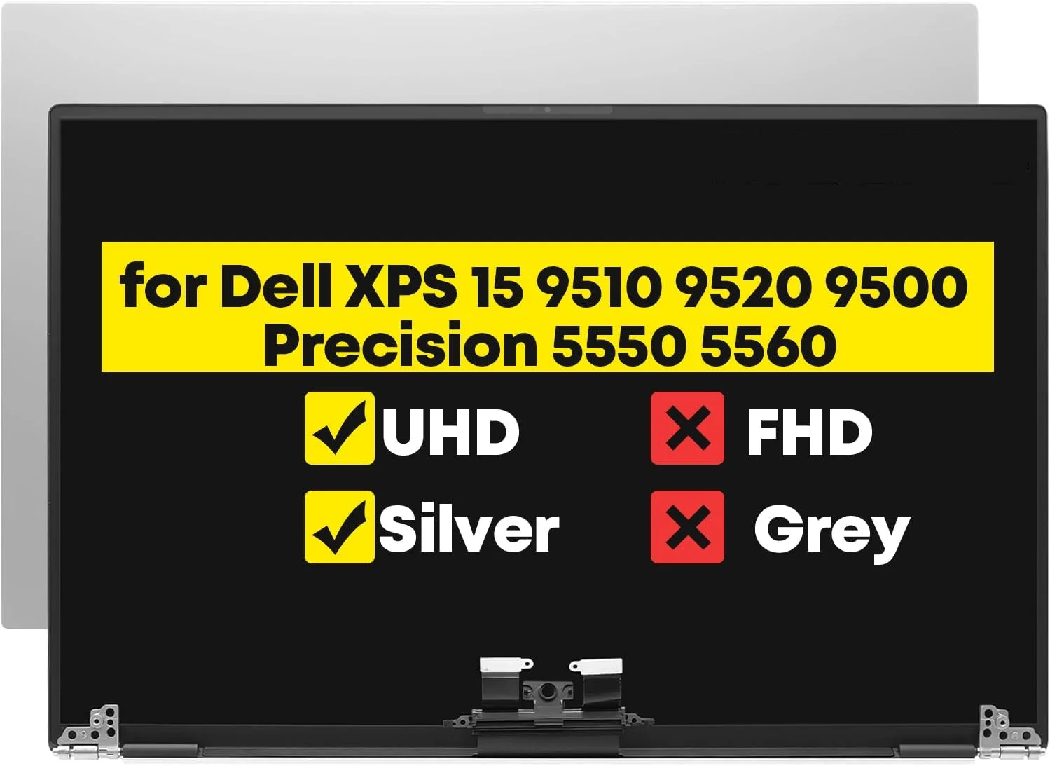 مجموعه کامل صفحه نمایش 15.6 اینچی برای Dell XPS 15 9510 9520 9500 Precision 5550 5560 UHD 3840x2400 LCD تاچ اسکرین (نقره ای)