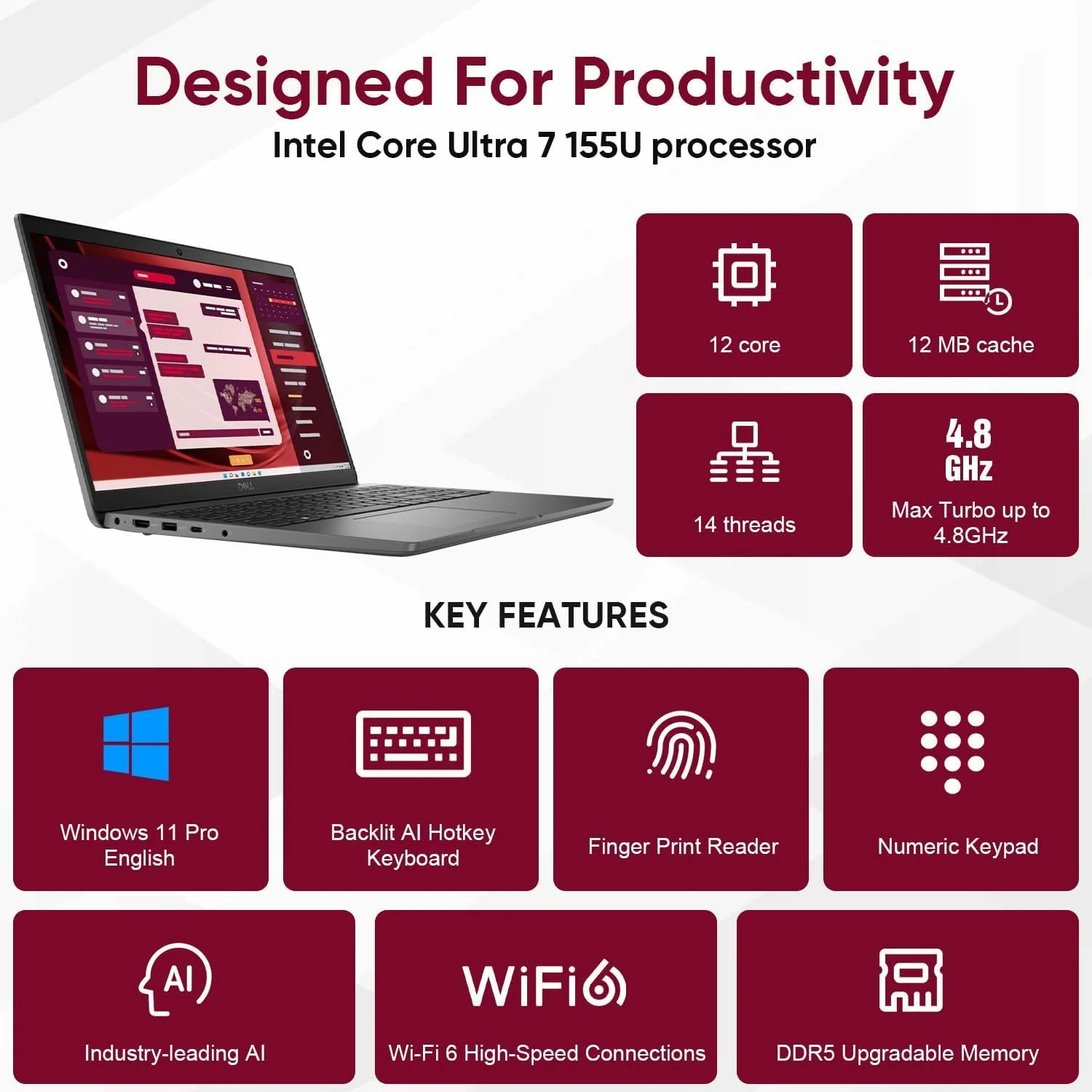 لپ تاپ تجاری دل Latitude 5550 با صفحه نمایش 15.6 اینچی FHD، پردازنده Intel Ultra 5 135U (بهتر از i7-1355U)، رم 32 گیگابایتی DDR5، حافظه SSD 1 ترابایتی، WiFi 6، بلوتوث 5.3، صفحه کلید با نور پس زمینه، حسگر اثر انگشت، ویندوز 11 پرو لپ تاپ تجاری دل Latitude 5550 با صفحه نمایش 15.6 اینچی FHD، پردازنده Intel Ultra 5 135U (بهتر از i7-1355U)، رم 32 گیگابایتی DDR5، حافظه SSD 1 ترابایتی، WiFi 6، بلوتوث 5.3، صفحه کلید با نور پس زمینه، حسگر اثر انگشت، ویندوز 11 پرو