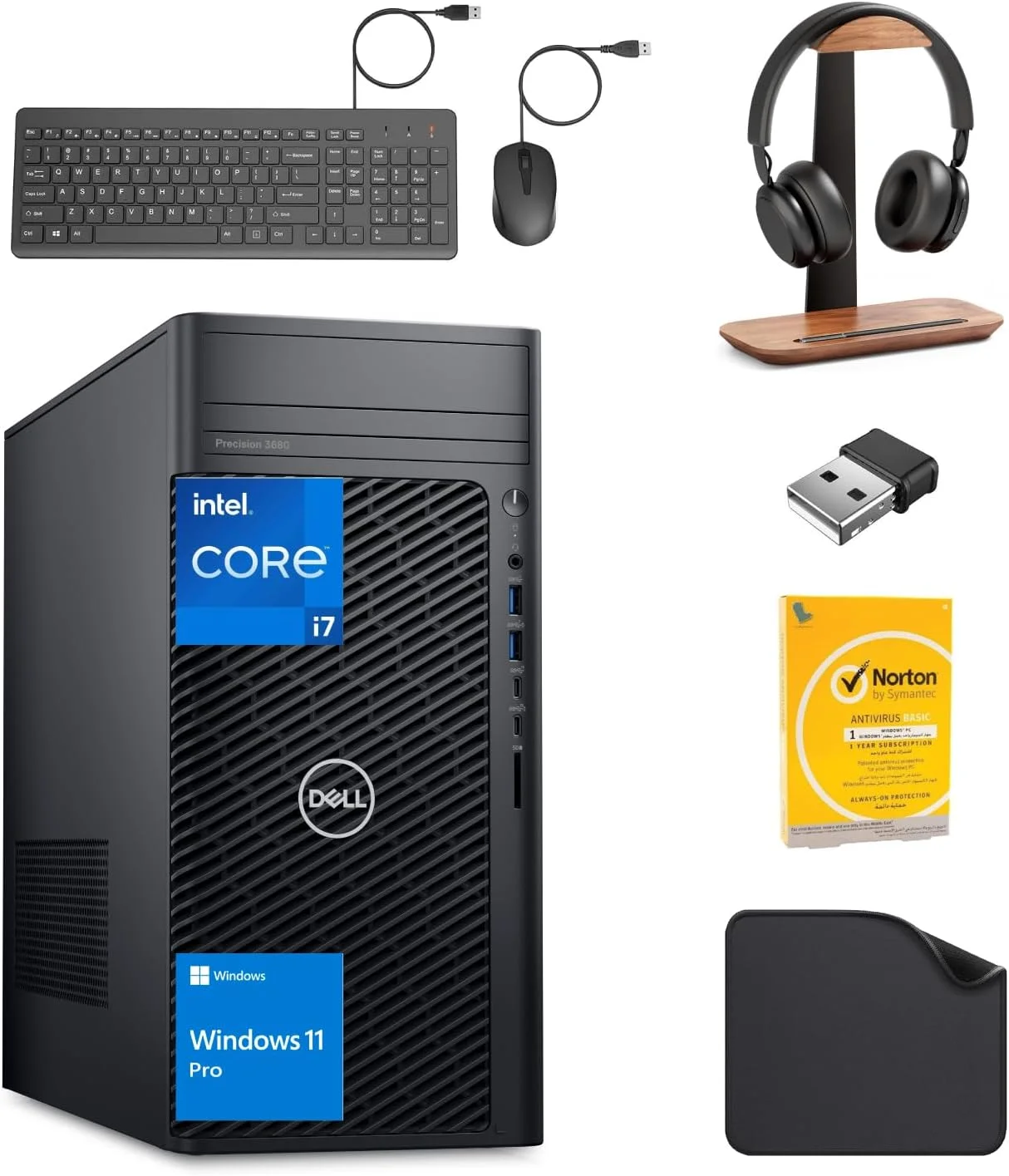 کامپیوتر رومیزی ورک استیشن Dell Precision 3680، نسل 14 اینتل i7-14700، رم 32 گیگابایت، SSD 1 ترابایت، ویندوز 11 پرو (شامل پایه هدست First Wave + USB Wifi + ماوس سیمی + کیبورد + ماوس پد + آنتی ویروس)