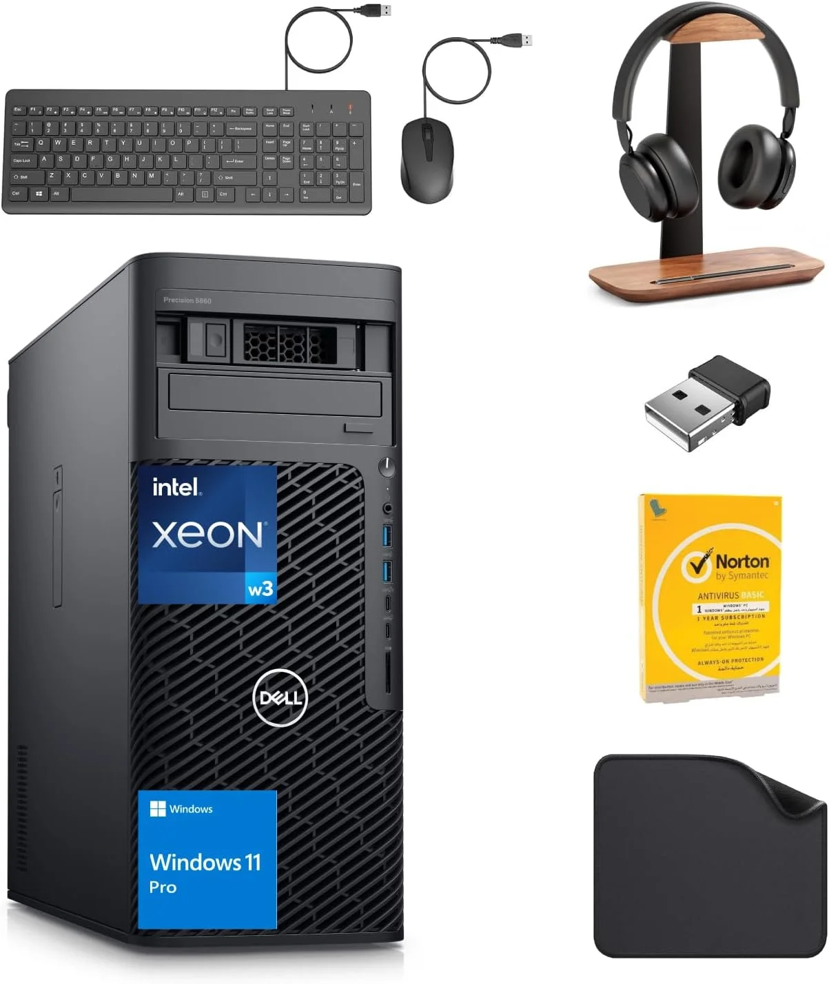 کامپیوتر رومیزی ورک استیشن Dell Precision 5860، پردازنده Intel® Xeon® W3-2423، رم 64 گیگابایت، SSD 1 ترابایت، ویندوز 11 پرو (شامل پایه هدست Wave 1 + USB Wifi + ماوس سیمی + کیبورد + ماوس پد + آنتی ویروس)