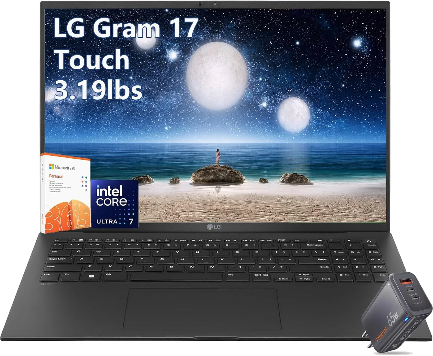 لپ تاپ 17 اینچی LG Gram Copilot Plus PC - پردازنده Ultra 7 سری 2 258V - صفحه لمسی WQXGA - رم 32 گیگابایتی - SSD 2 ترابایتی PCIe - ویندوز 11 پرو - کیبورد با نور پس زمینه - گرافیک Intel Arc - Wi-Fi 7 - تجاری - فوق سبک