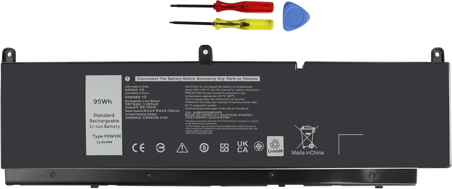 باتری لپ تاپ PKWVM 95WH جایگزین برای Dell Precision 7550 7560 7750 7760 Mobile Workstation P44E P93F P44E001 P44E002 P93F001 P93F002 C903V CR72X 17C06 0CR72X 0447VR 068N03 453-BBCQ Notebook