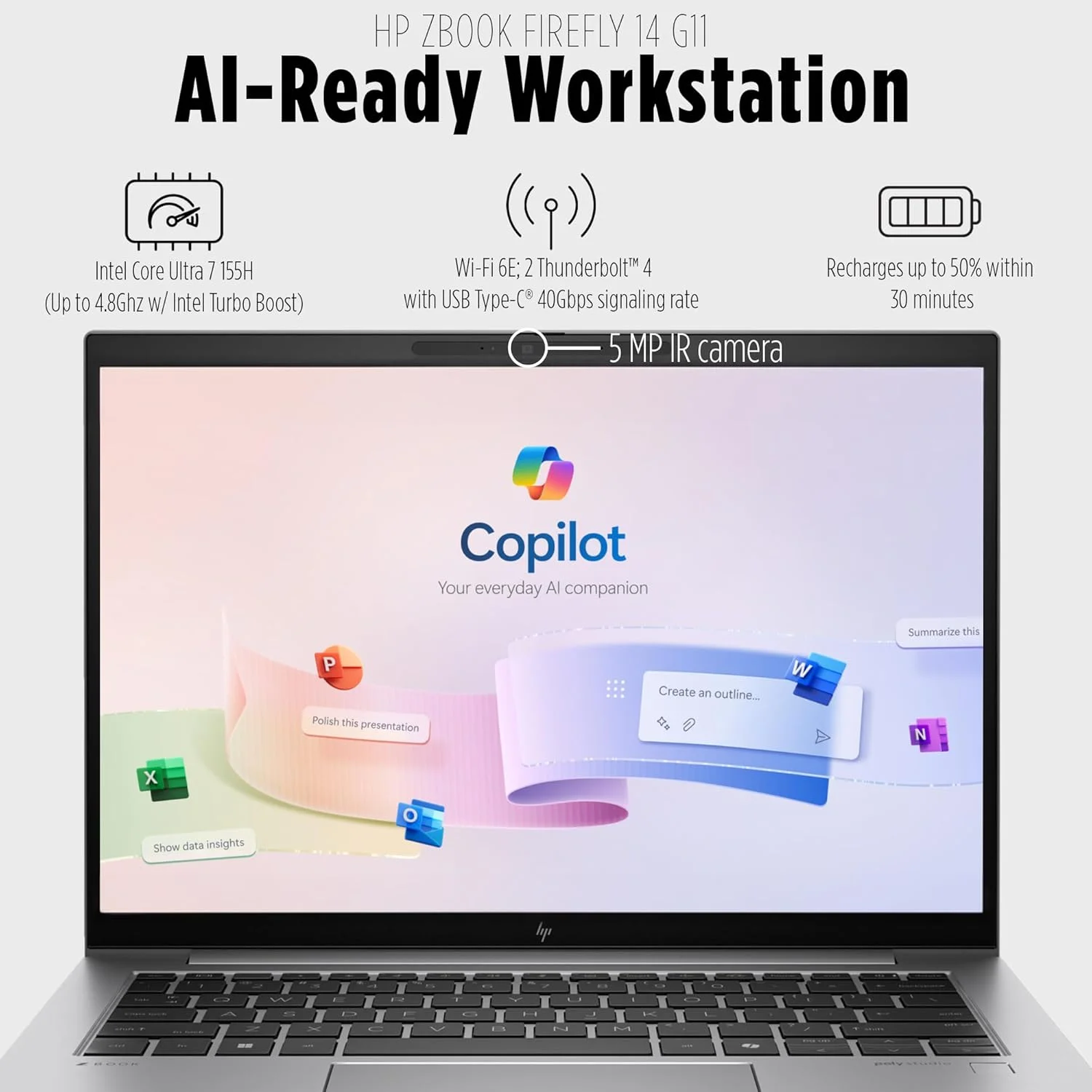 ایستگاه کاری موبایل HP ZBook Firefly G11 14 اینچی مجهز به هوش مصنوعی IPS WUXGA (Intel Ultra 7 155U 12 هسته ای، 64 گیگابایت DDR5، 1 ترابایت SSD، کیبورد با نور پس زمینه، اثر انگشت، 2 تاندربولت 4، WiFi 6E، دوربین 5 مگاپیکسلی، ویندوز 11 پرو) همراه با زیر دستی MAJ ایستگاه کاری موبایل HP ZBook Firefly G11 14 اینچی مجهز به هوش مصنوعی IPS WUXGA (Intel Ultra 7 155U 12 هسته ای، 64 گیگابایت DDR5، 1 ترابایت SSD، کیبورد با نور پس زمینه، اثر انگشت، 2 تاندربولت 4، WiFi 6E، دوربین 5 مگاپیکسلی، ویندوز 11 پرو) همراه با زیر دستی MAJ